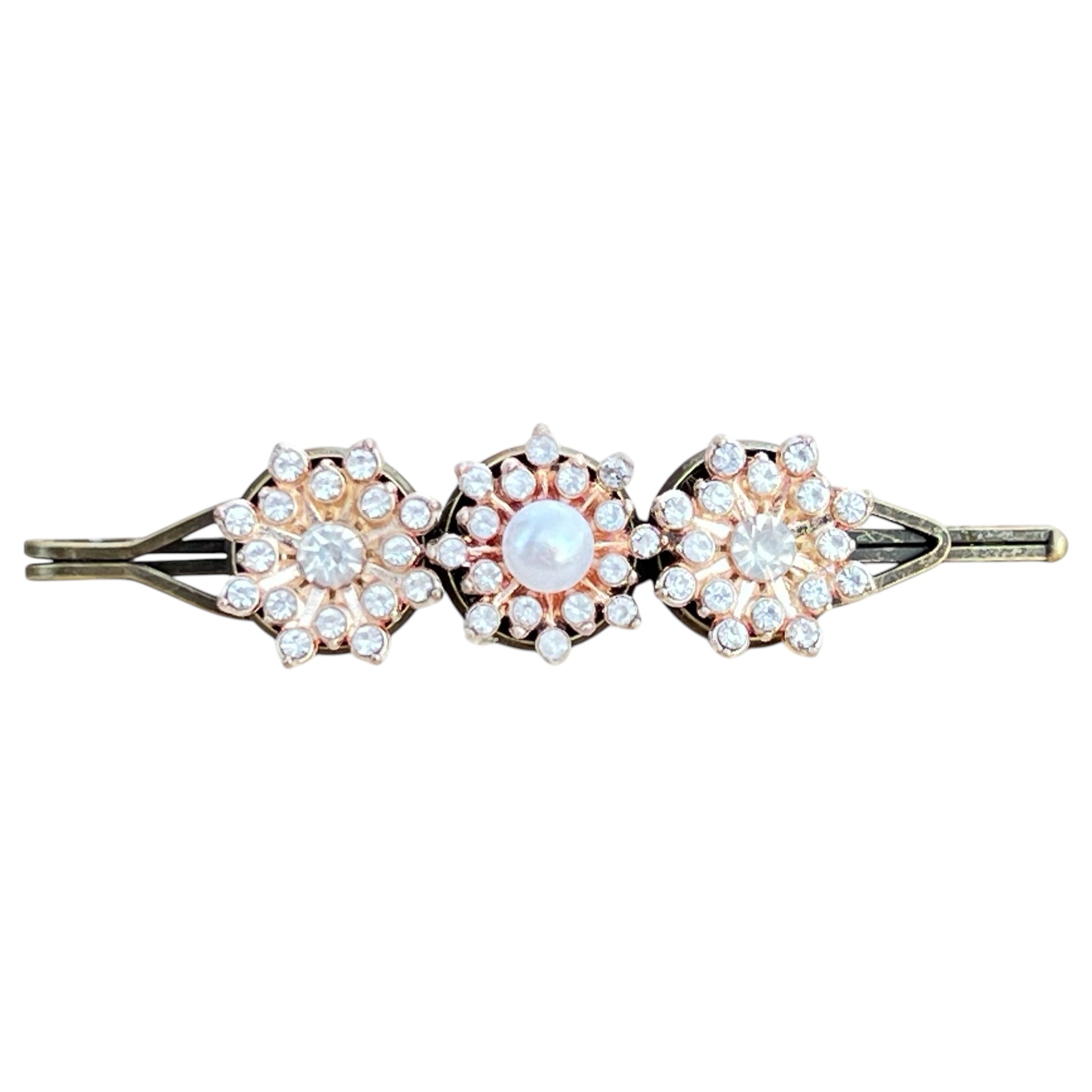 Vintage Pearl Hair Barrette – Handmade Rose Gold Bridal Clip