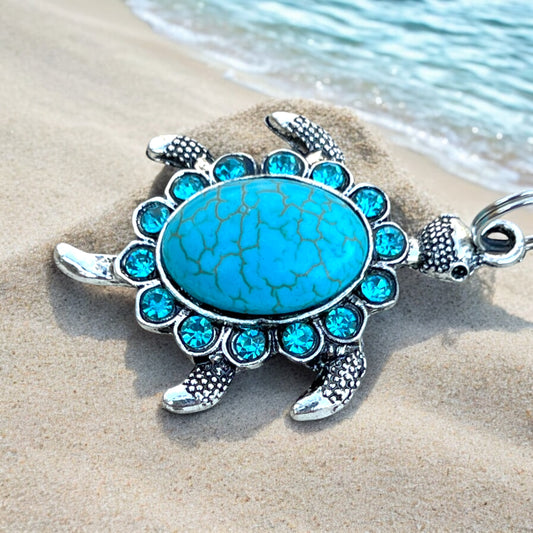 Turquoise Sea Turtle Keychain – Handmade Ocean Charm