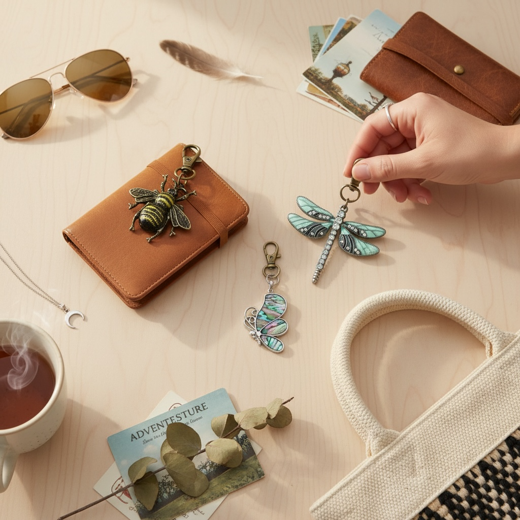 Nature Lover Purse Charm Trio – Bee, Butterfly & Dragonfly Gift Set