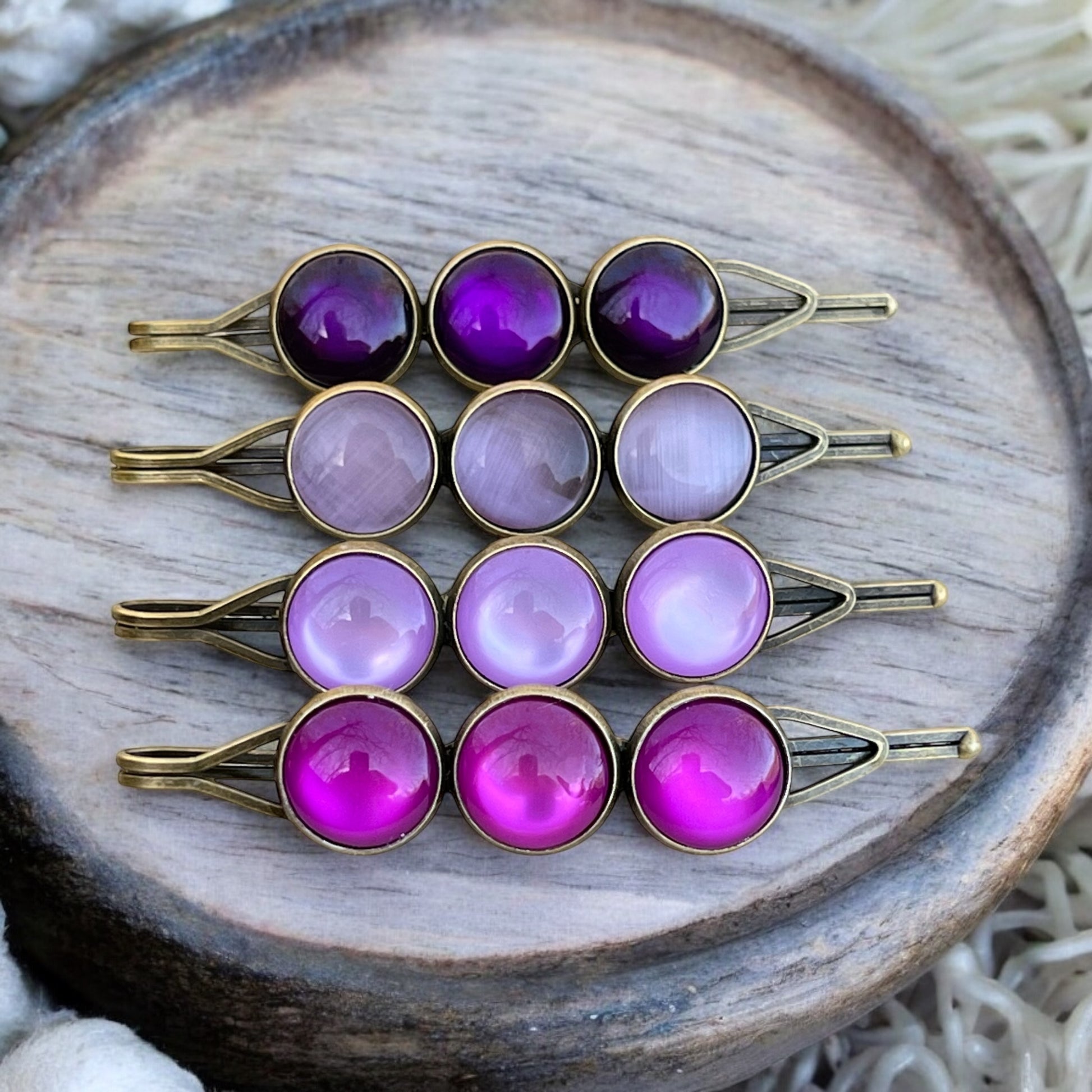 Purple Ombre Hair Pins – Set of 4 Boho Gradient Accessories