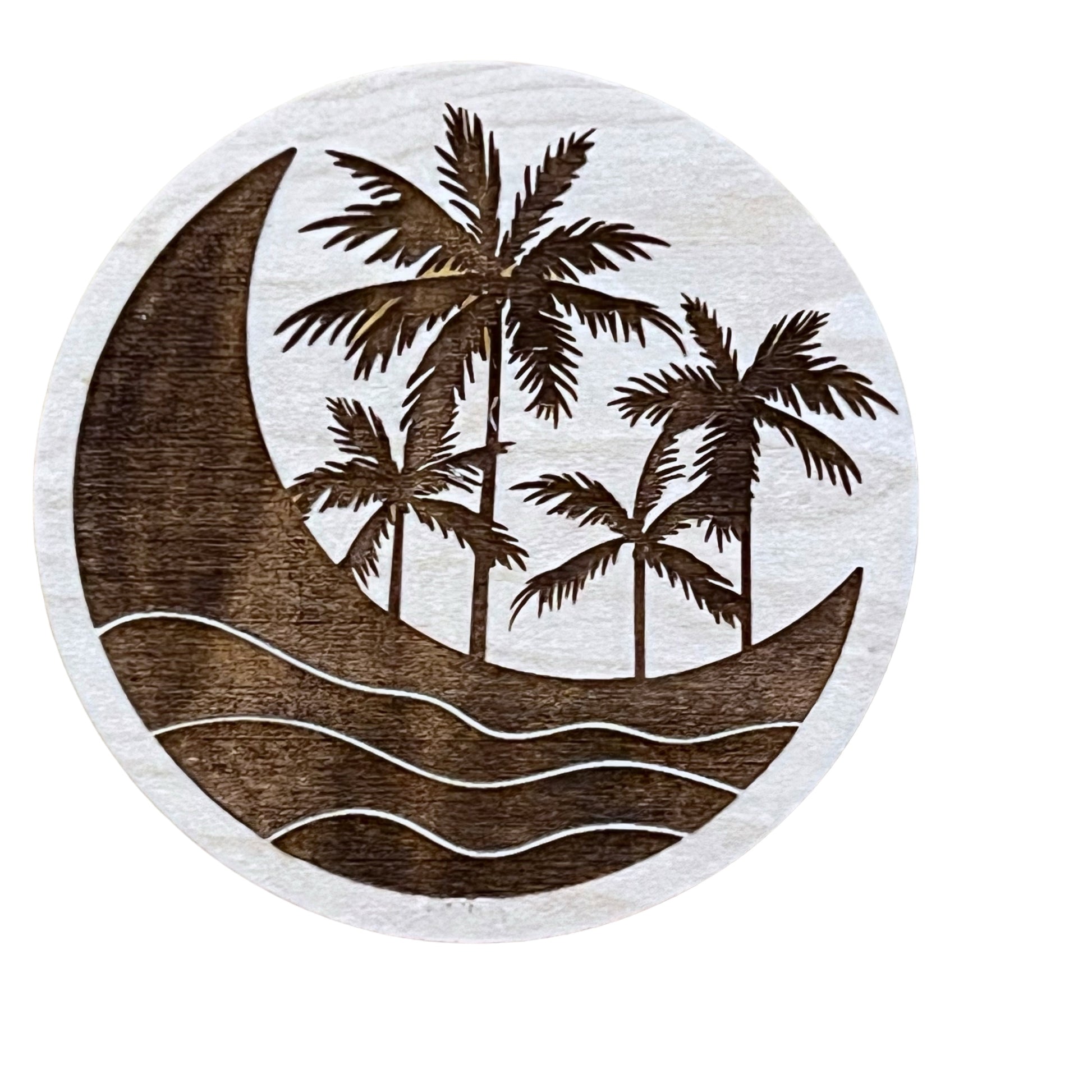 Tropical Moon Magnet – Coastal Beach Vibes Wood Decor