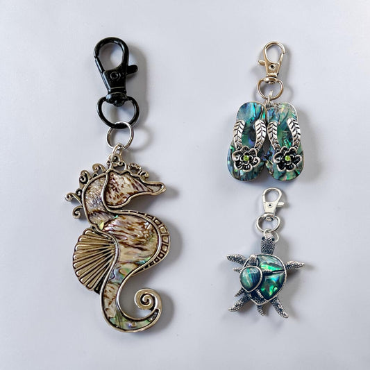 Abalone Coastal Purse Charm Trio – Premium Beach Gift Set