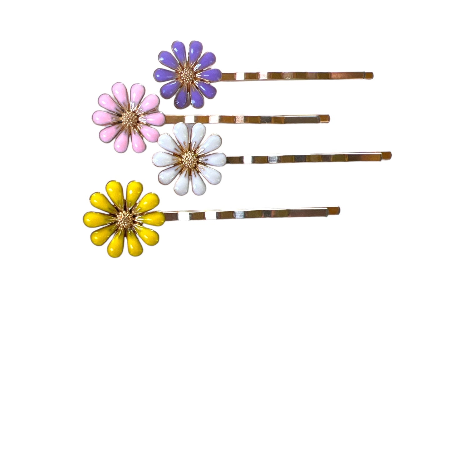 Enamel Daisy Hair Pins – Set of 4 Cottagecore Spring Accessories