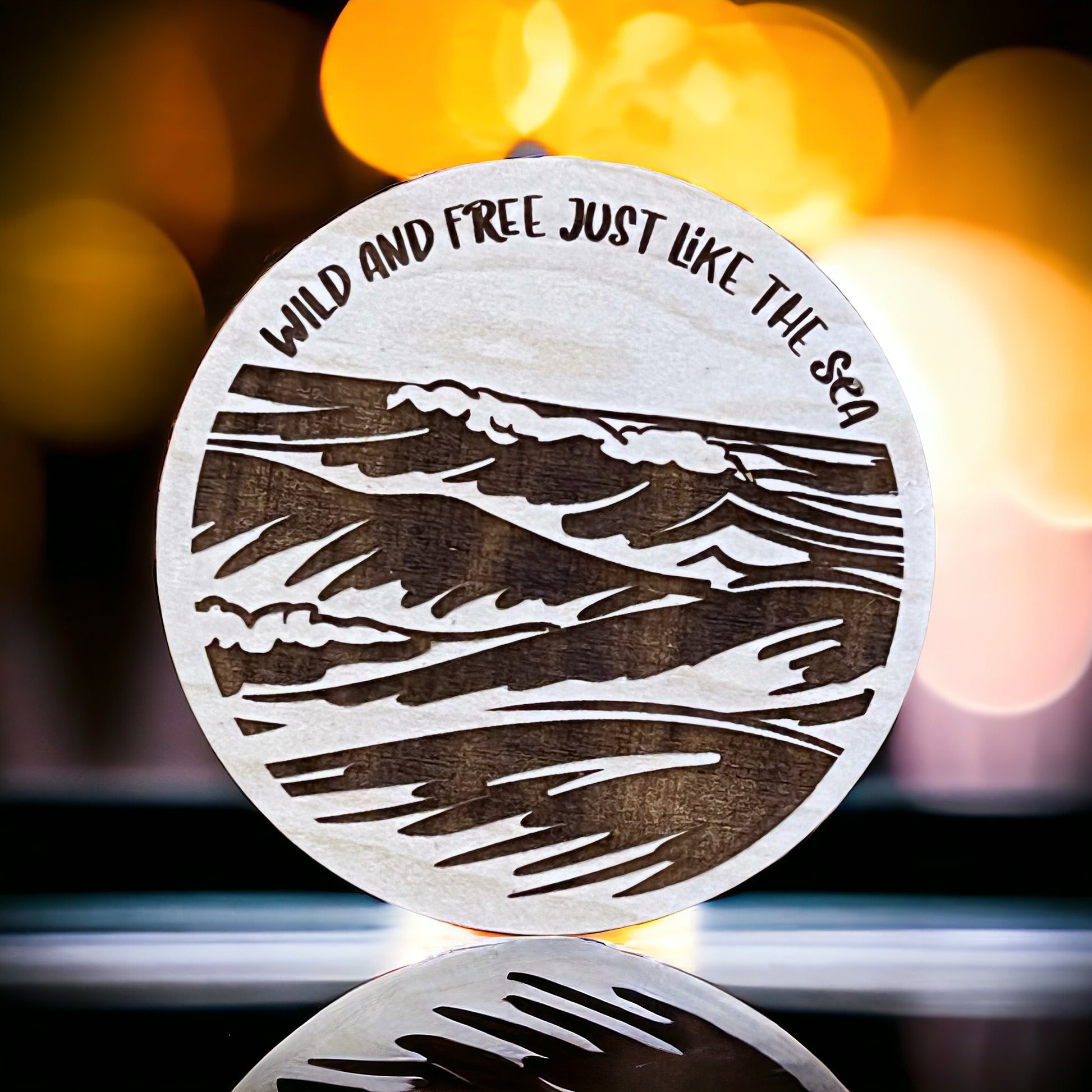 Wild and Free Ocean Magnet – Coastal Nautical Wood Decor