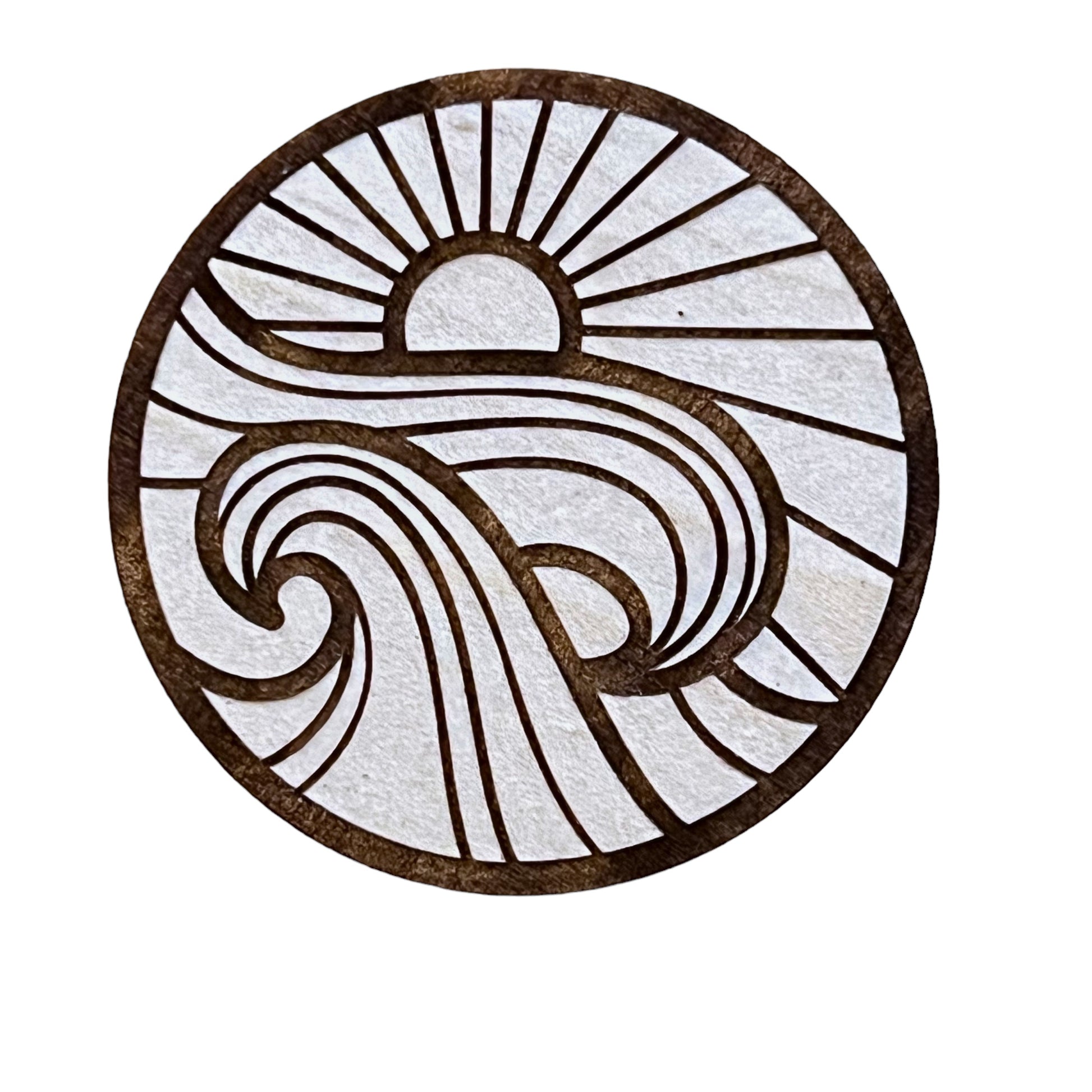 Sunrise Wave Magnet – Coastal Wood Decor for Ocean Lovers
