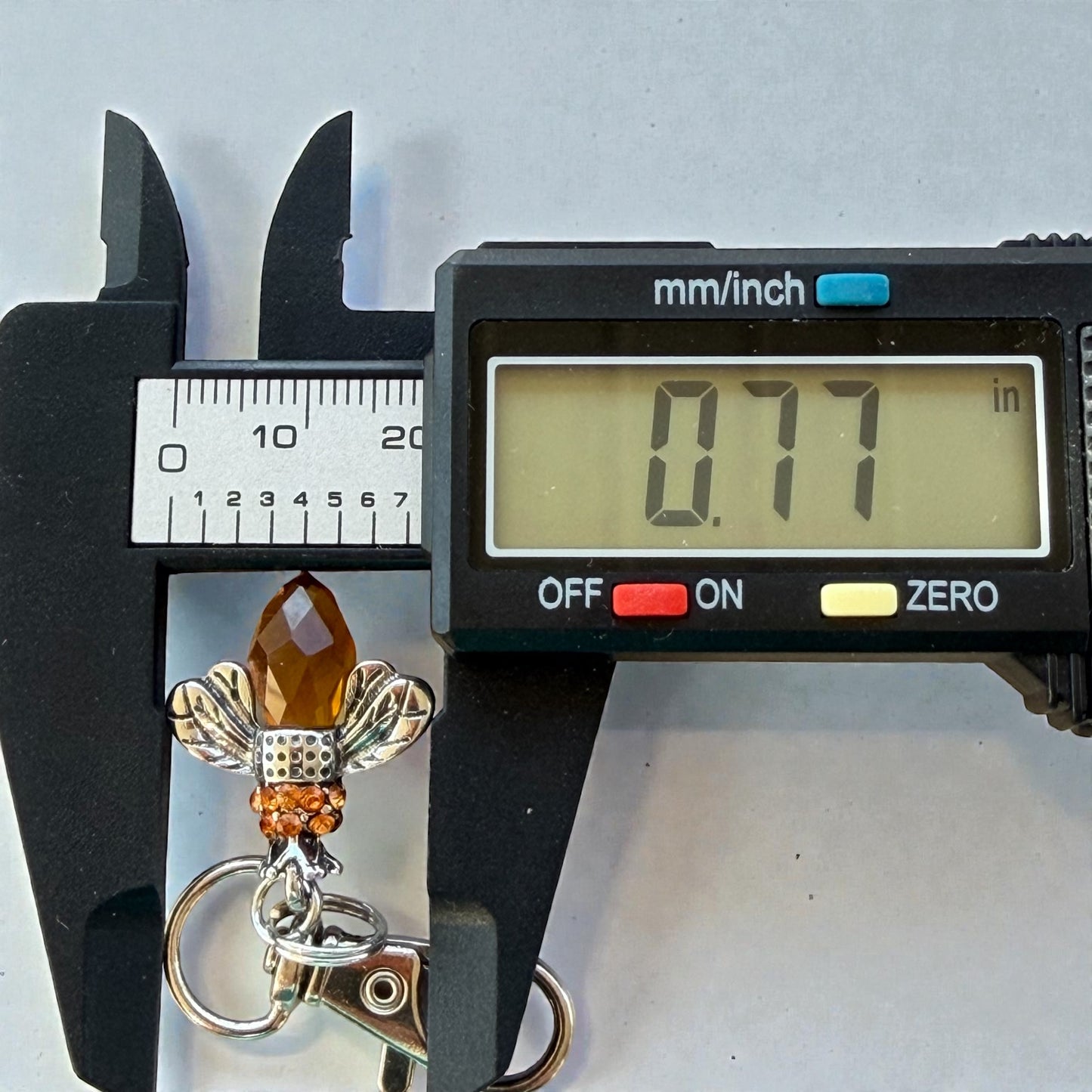 Amber Bee Purse Charm – Silver Boho Nature-Inspired Keychain