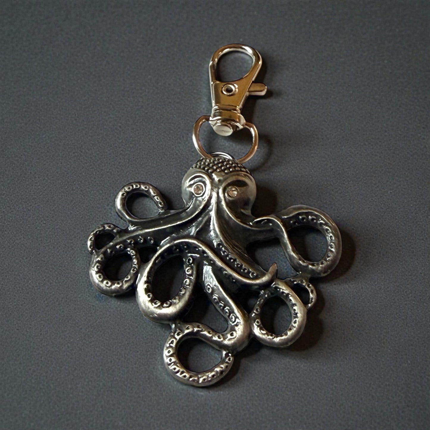 Silver Octopus Purse Charm – Coastal Nautical Bag Accessory