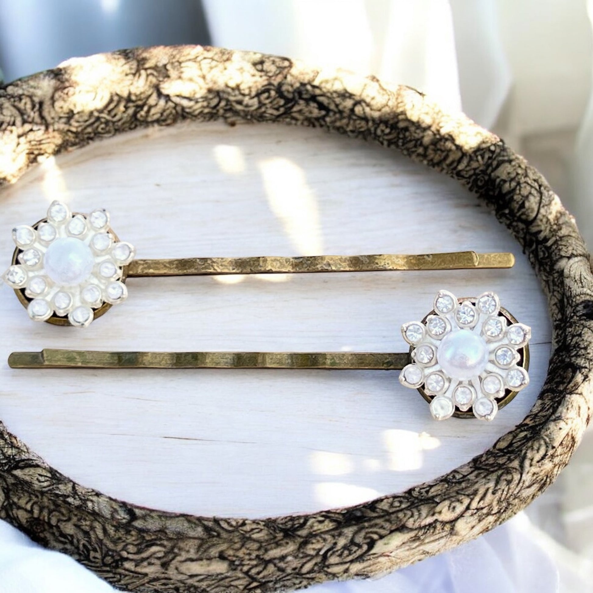 Antique Bronze Hair Pins – Set of 2 Handmade Vintage Bridal Accessories