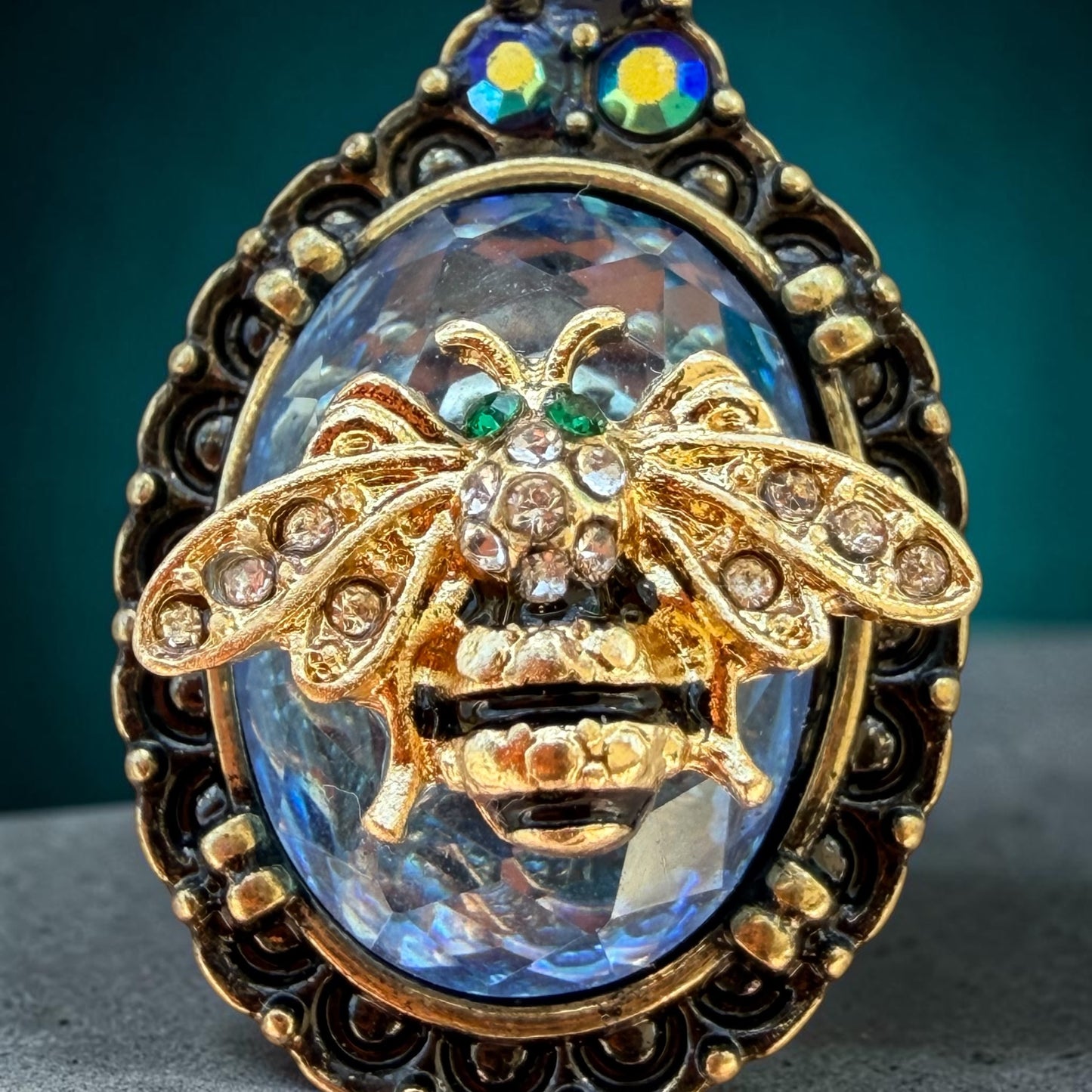 Bee Purse Charm – Blue Rhinestone Bee Keychain Charm
