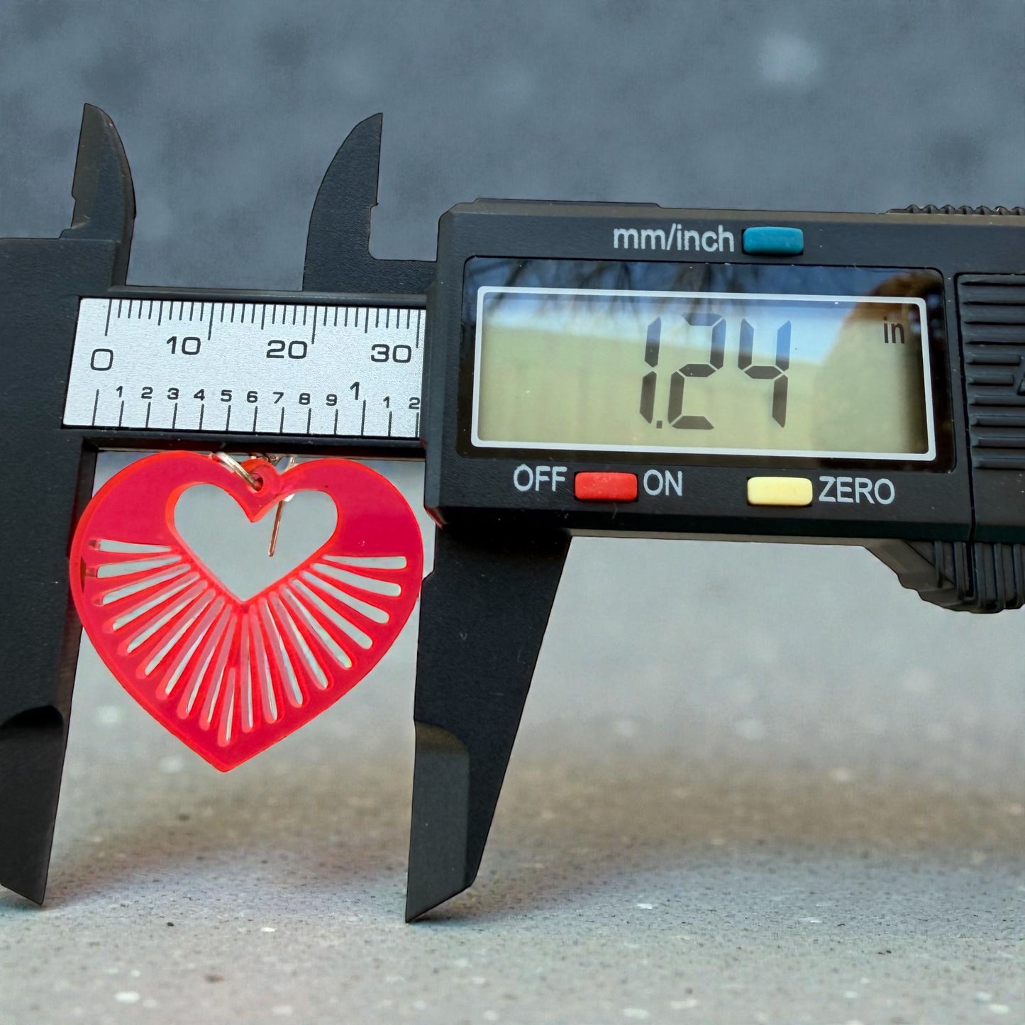 Hot Pink Radiant Heart Acrylic Dangle Earrings