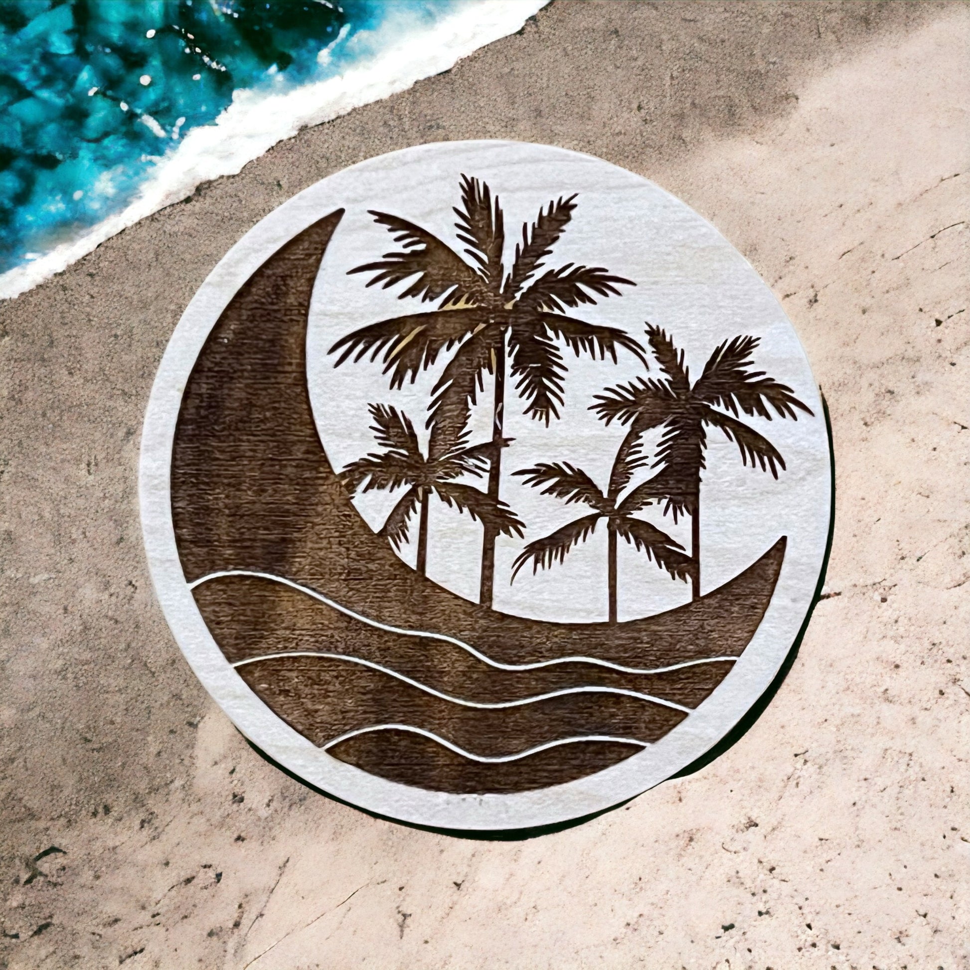 Tropical Moon Magnet – Coastal Beach Vibes Wood Decor
