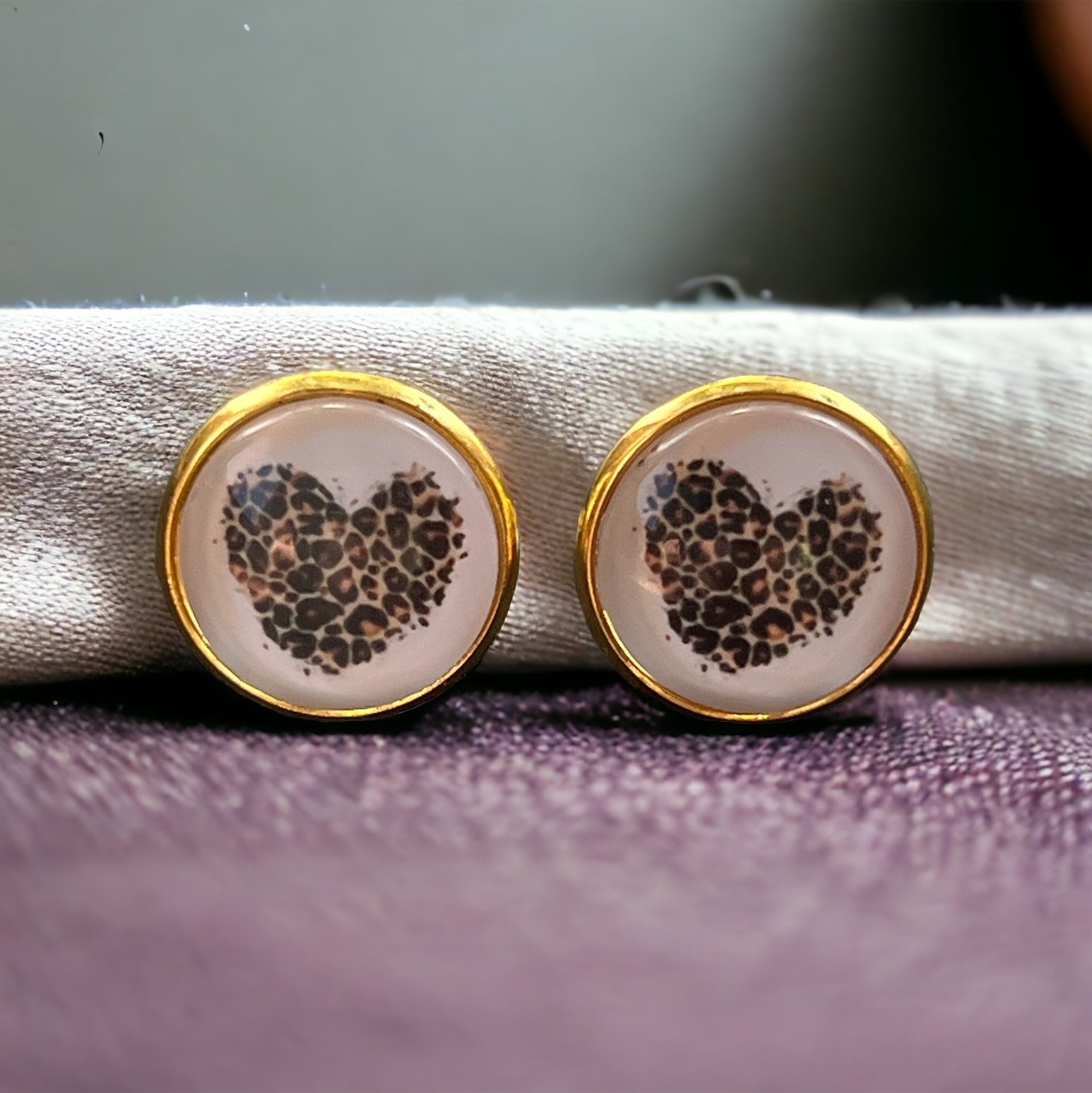 Leopard Heart Stud Earrings – Gold Wild & Playful Jewelry