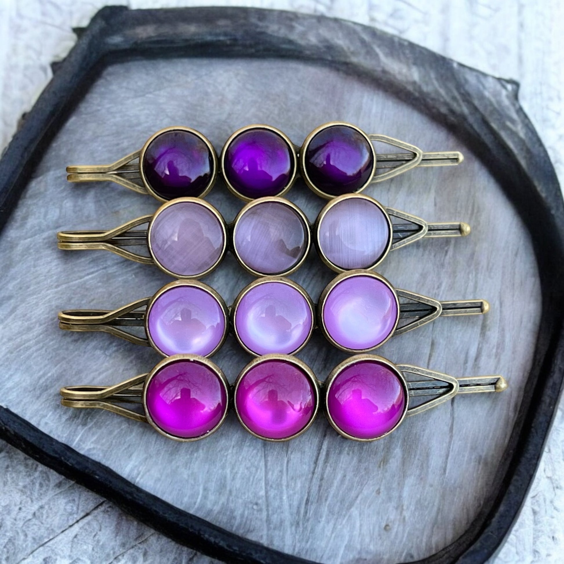 Purple Ombre Hair Pins – Set of 4 Boho Gradient Accessories