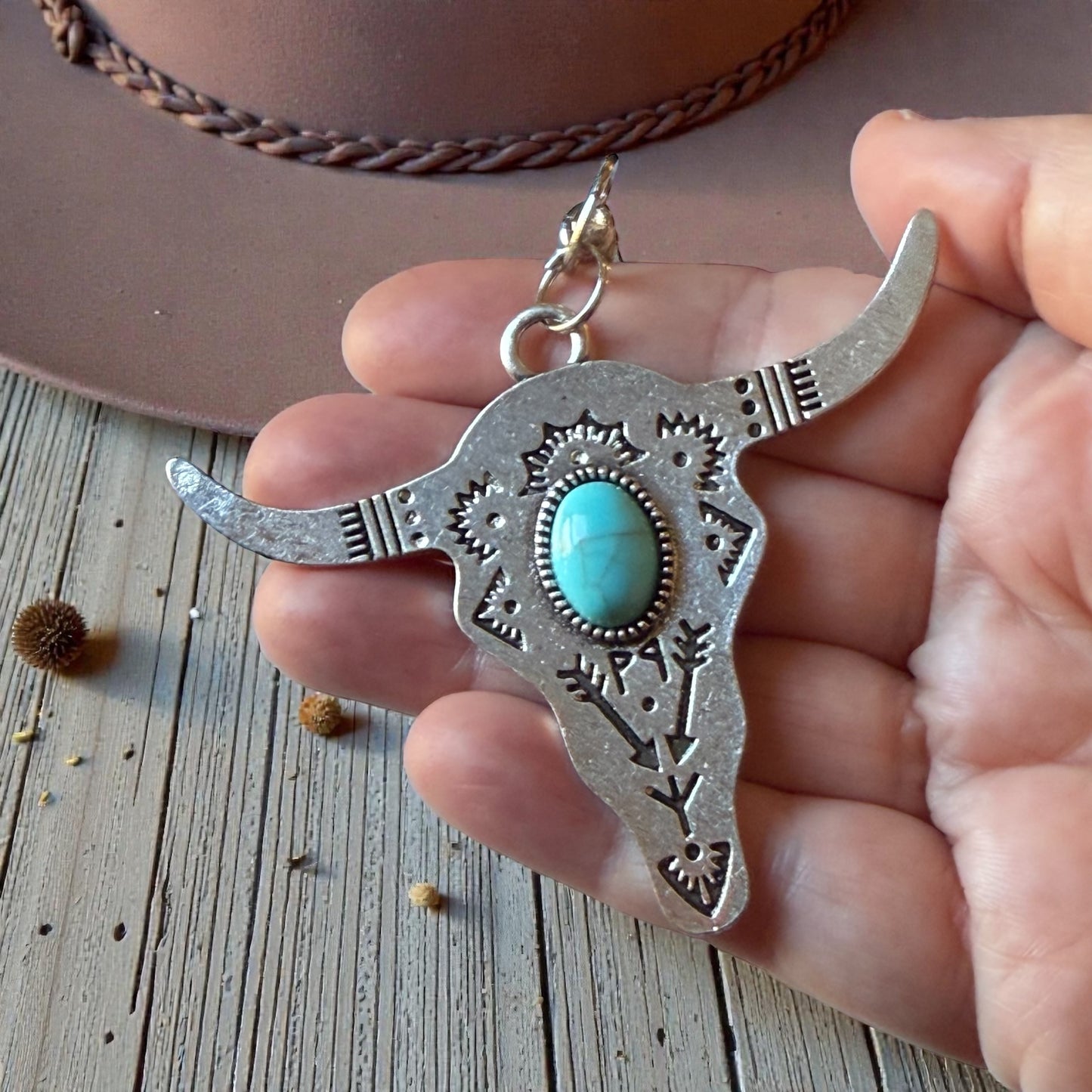 Turquoise Longhorn Purse Charm – Western Boho Bag Accessory
