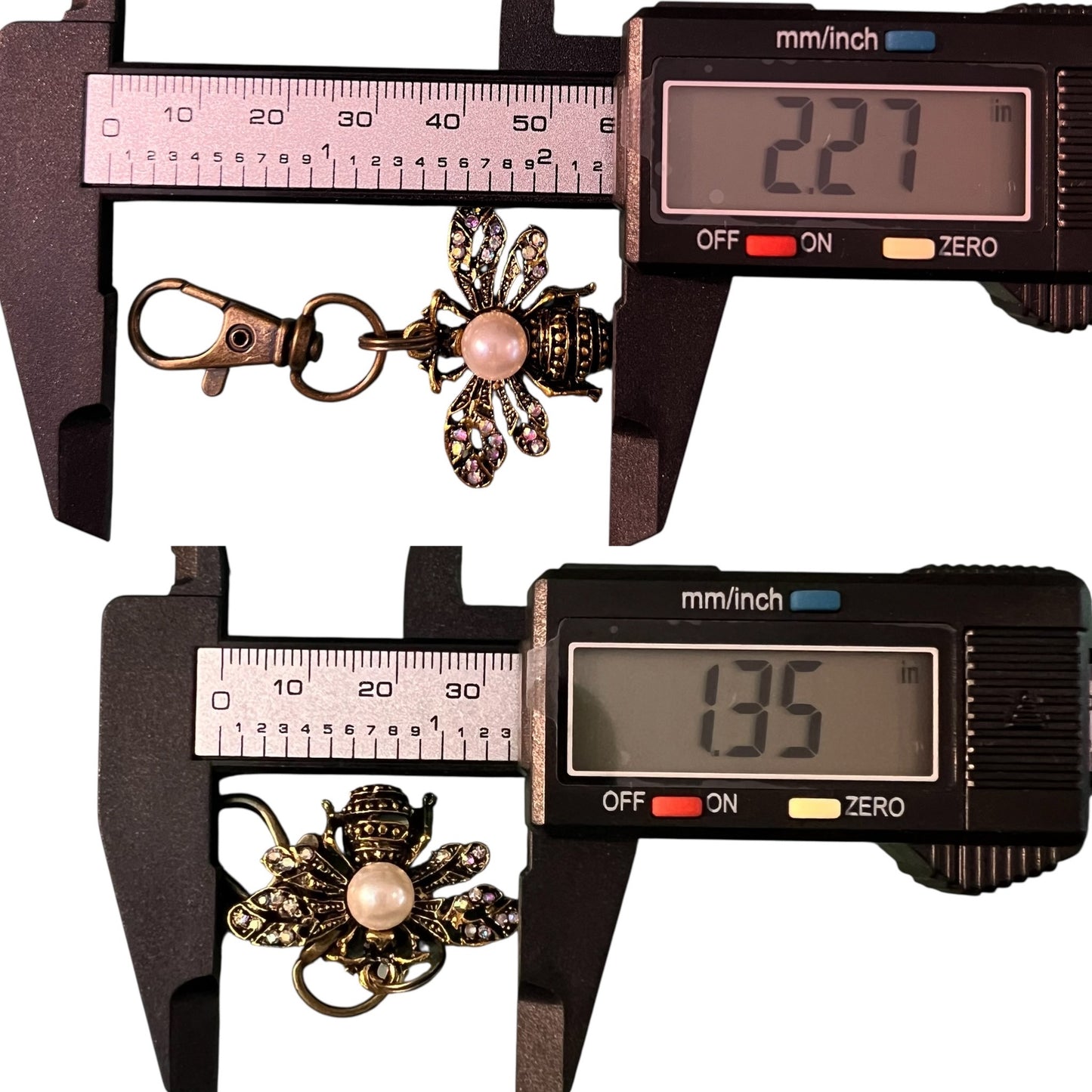 Pearl Bee Purse Charm – Vintage Rhinestone Bag Accessory