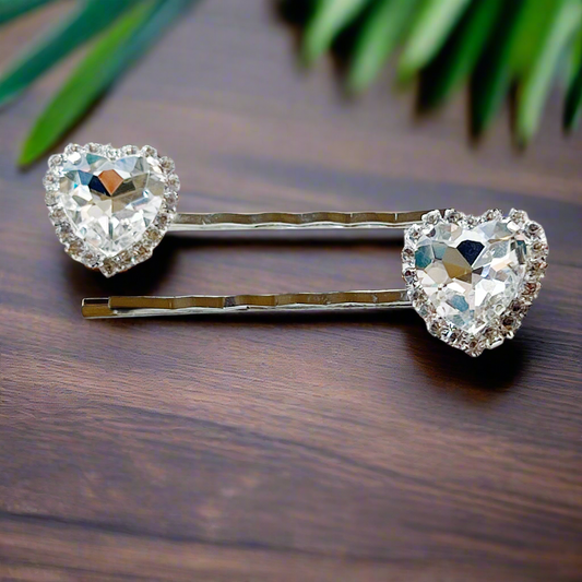 Heart Rhinestone Hair Pins - Romantic Hair Accessories