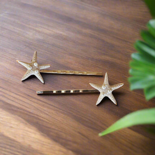 Alfileres de pelo de playa de concha de mar de estrella de mar