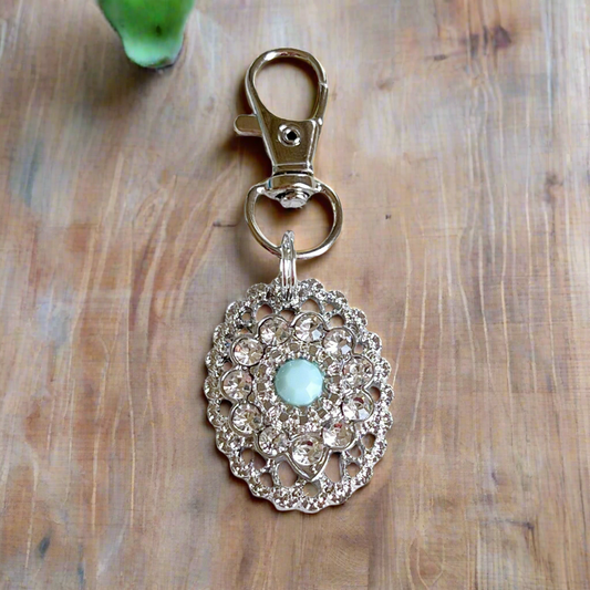 Charm para bolso con tirador de cremallera y diamantes de imitación occidentales