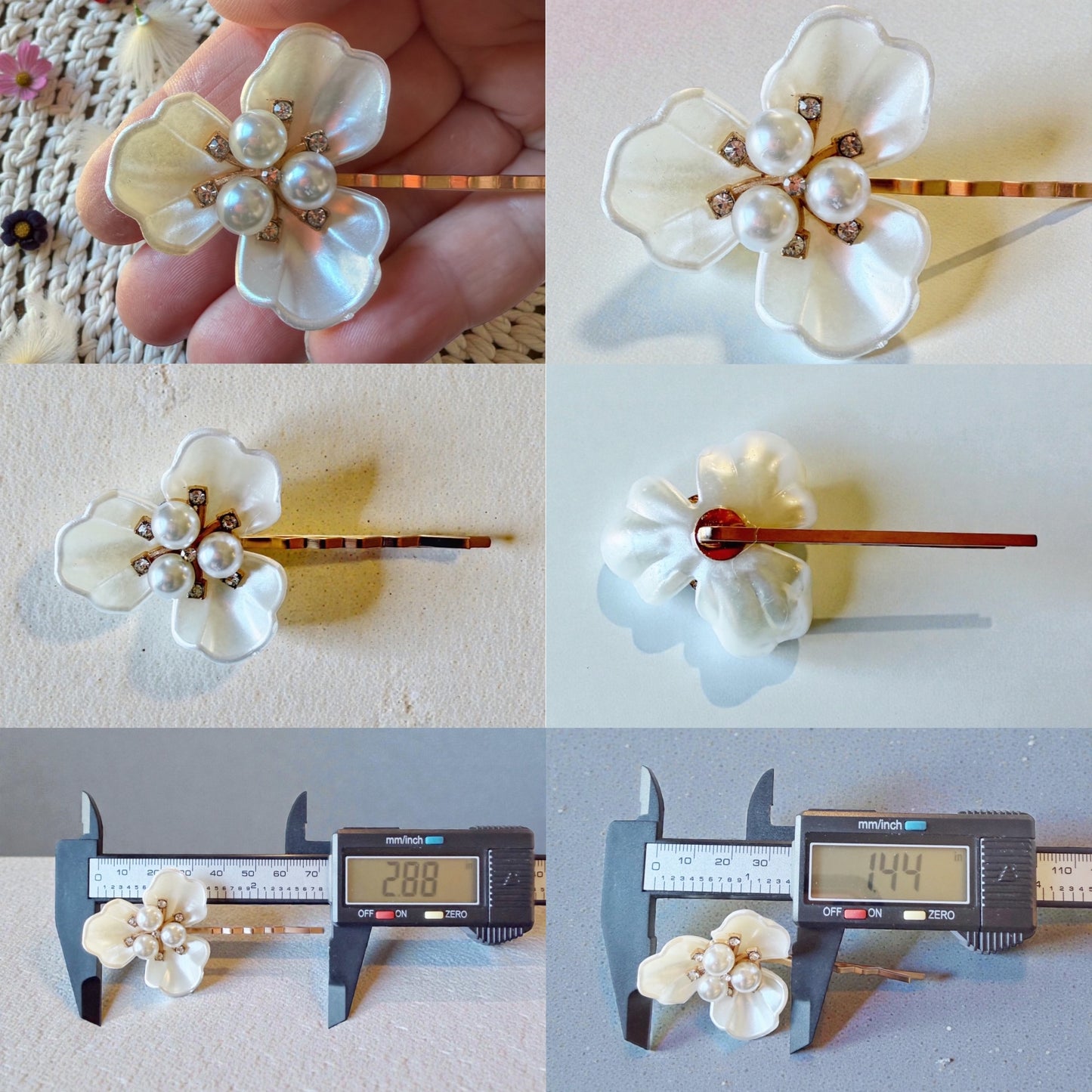 Pasador de pelo rosa de oro, clip de pelo de perla, pasador floral Bobby, pasador de pelo de flor, pasador de pelo vintage, barrette de oro antiguo, clip de pelo de mujer, mariposa