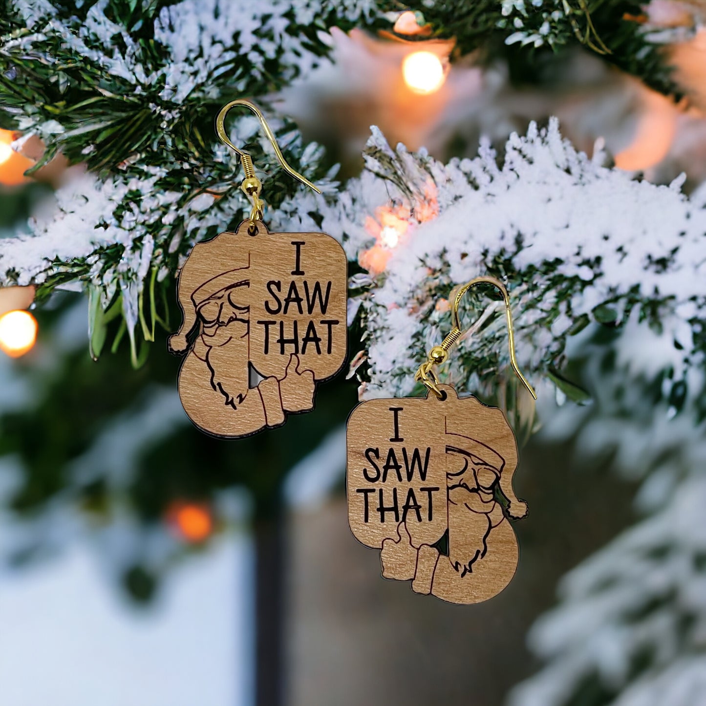 Funny Santa Earrings, Rustic Dangle Earring, Funny Quotes Earring, Cute Winter Holiday Earring, Wooden Word Earring, Country Western Jewelry