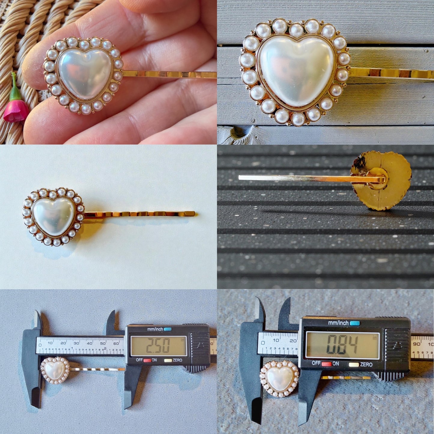 Pasador de pelo rosa de oro, clip de pelo de perla, pasador floral Bobby, pasador de pelo de flor, pasador de pelo vintage, barrette de oro antiguo, clip de pelo de mujer, mariposa