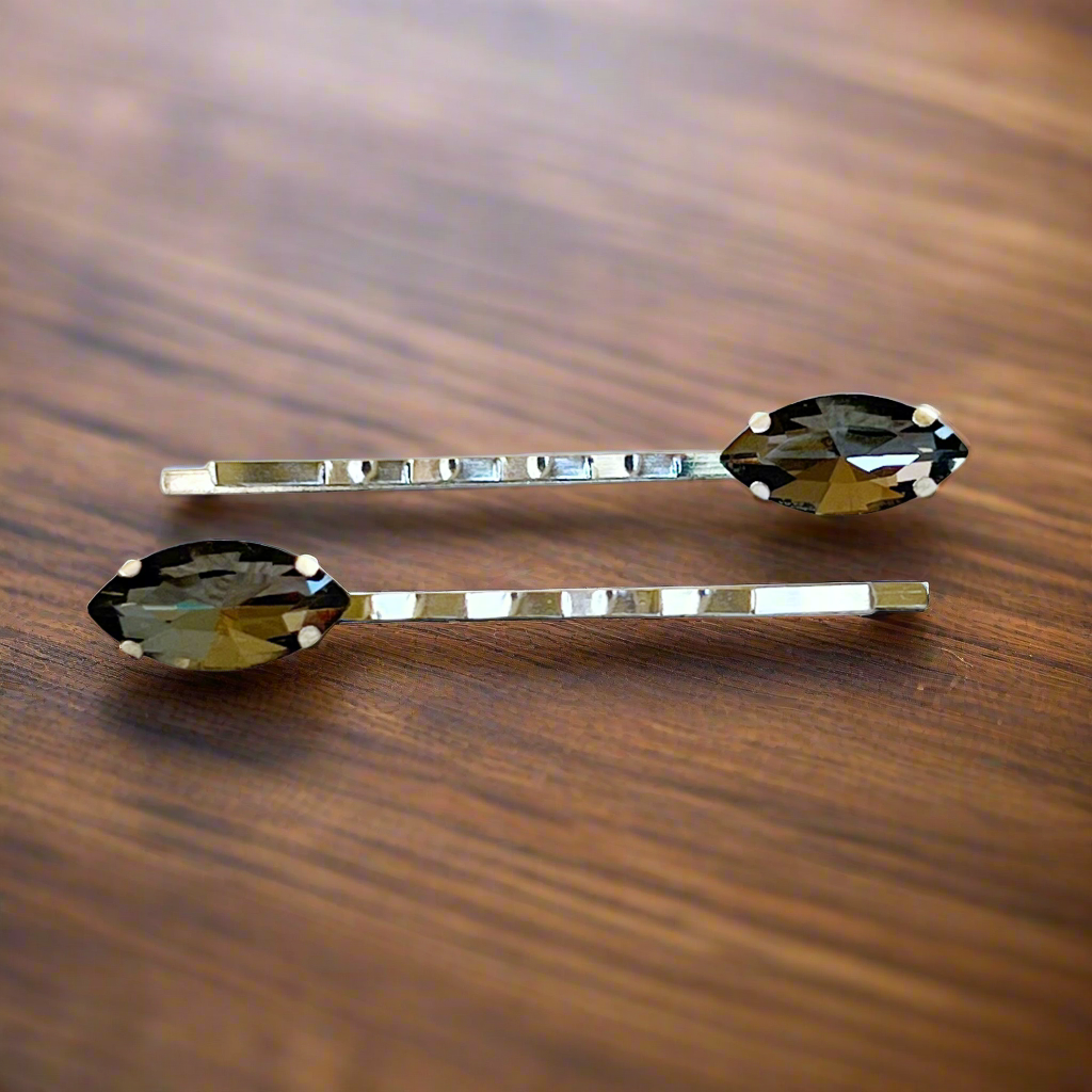 Gray Rhinestone Hair Pins - Elegant Hair Accessories