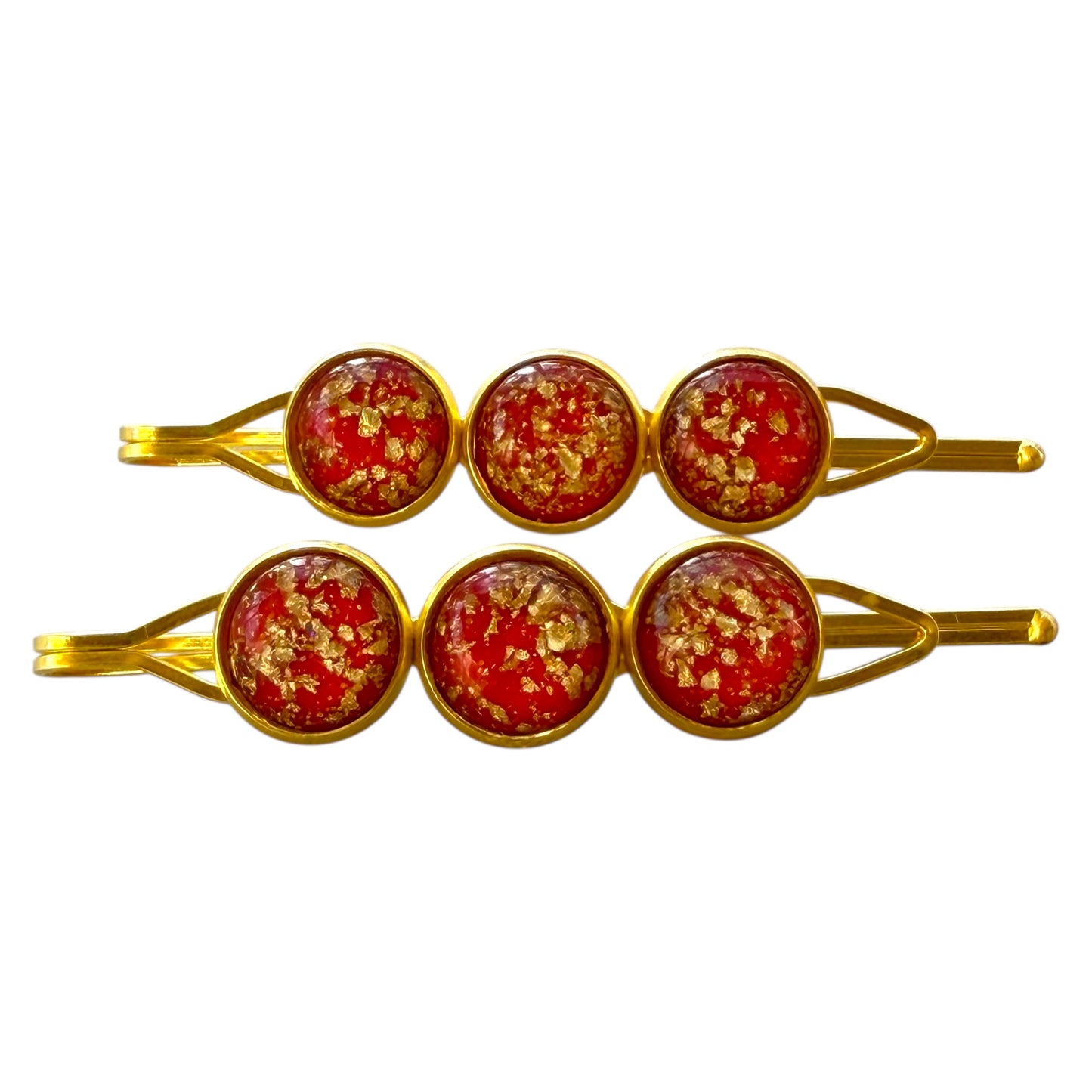 Red & Gold Glitter Hair Pins – Gold Bobby Pin Set for Women & Teens