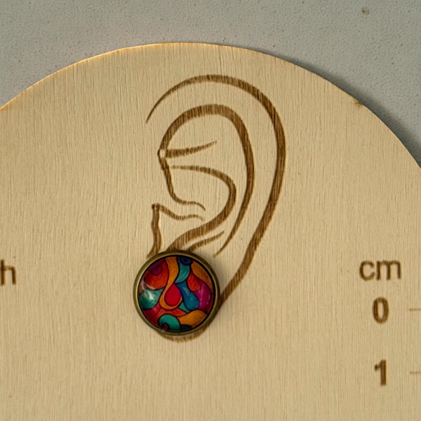 Colorful Abstract Stud Earrings – Boho Rainbow Dome Jewelry for Her