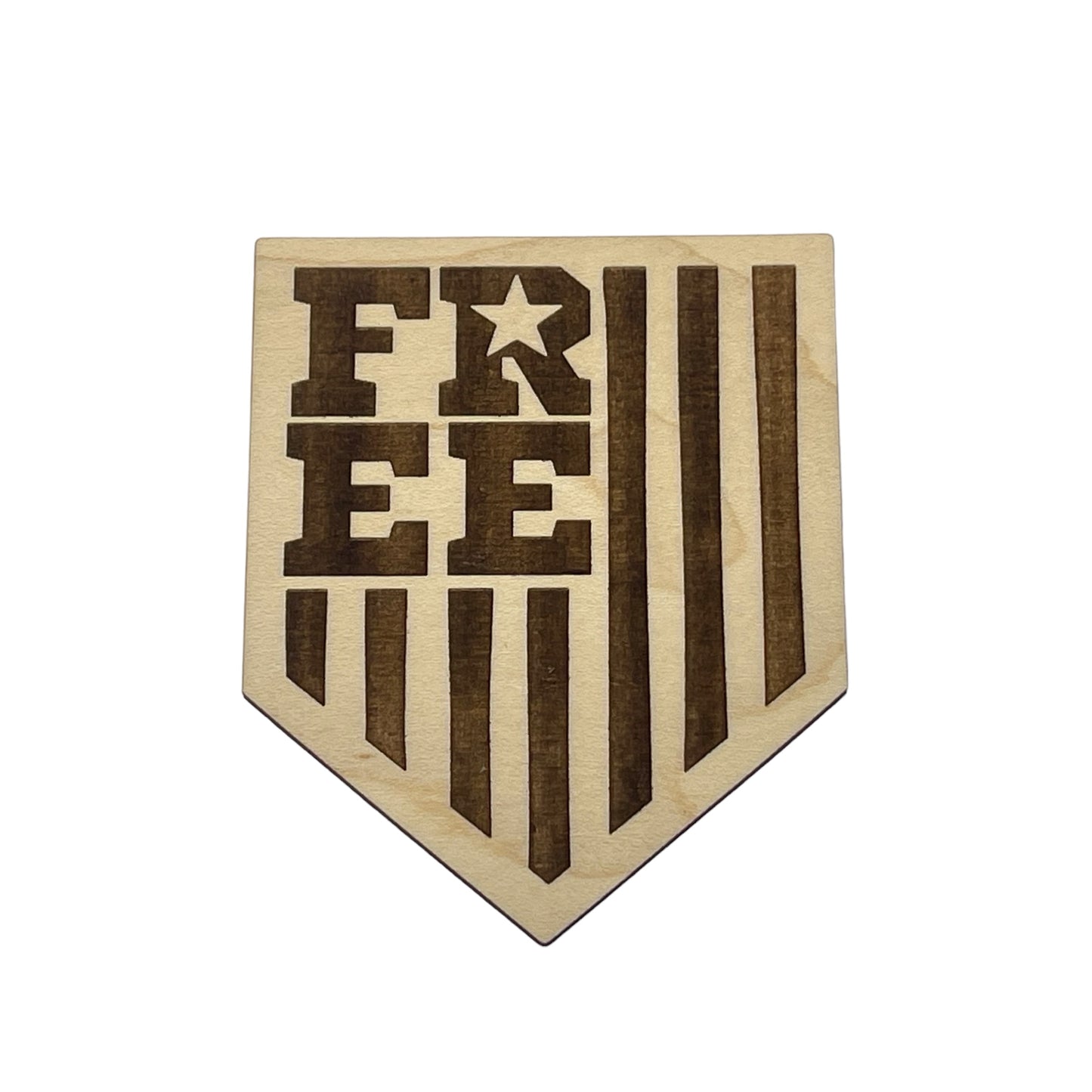 Bold Free Shield Magnet – Patriotic Wooden Decor Gift