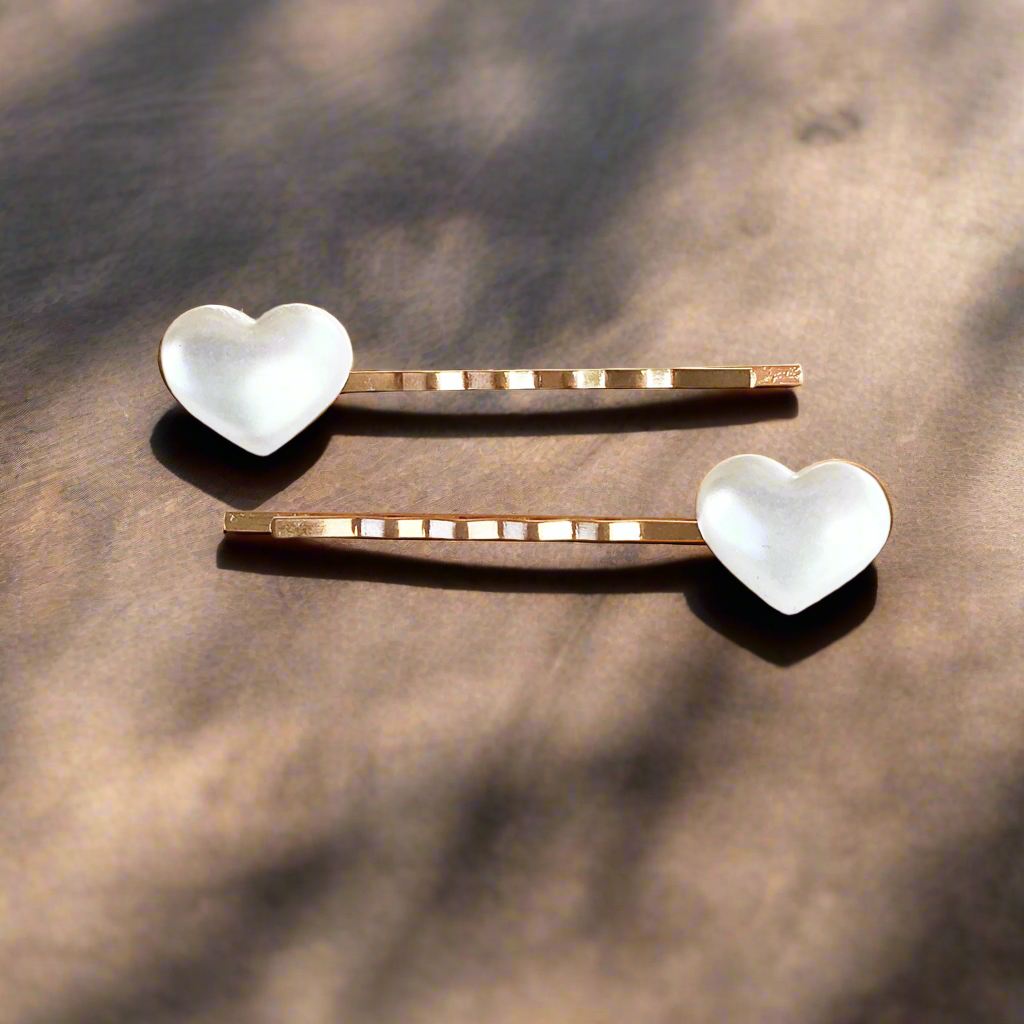 Alfileres de pelo de corazón blanco, alfileres de corazón Bobby, alfiler de pelo de mujer, alfileres de Bobby decorativos, alfileres de pelo de mujer, alfileres de pelo decorativos, clips de pelo lindos