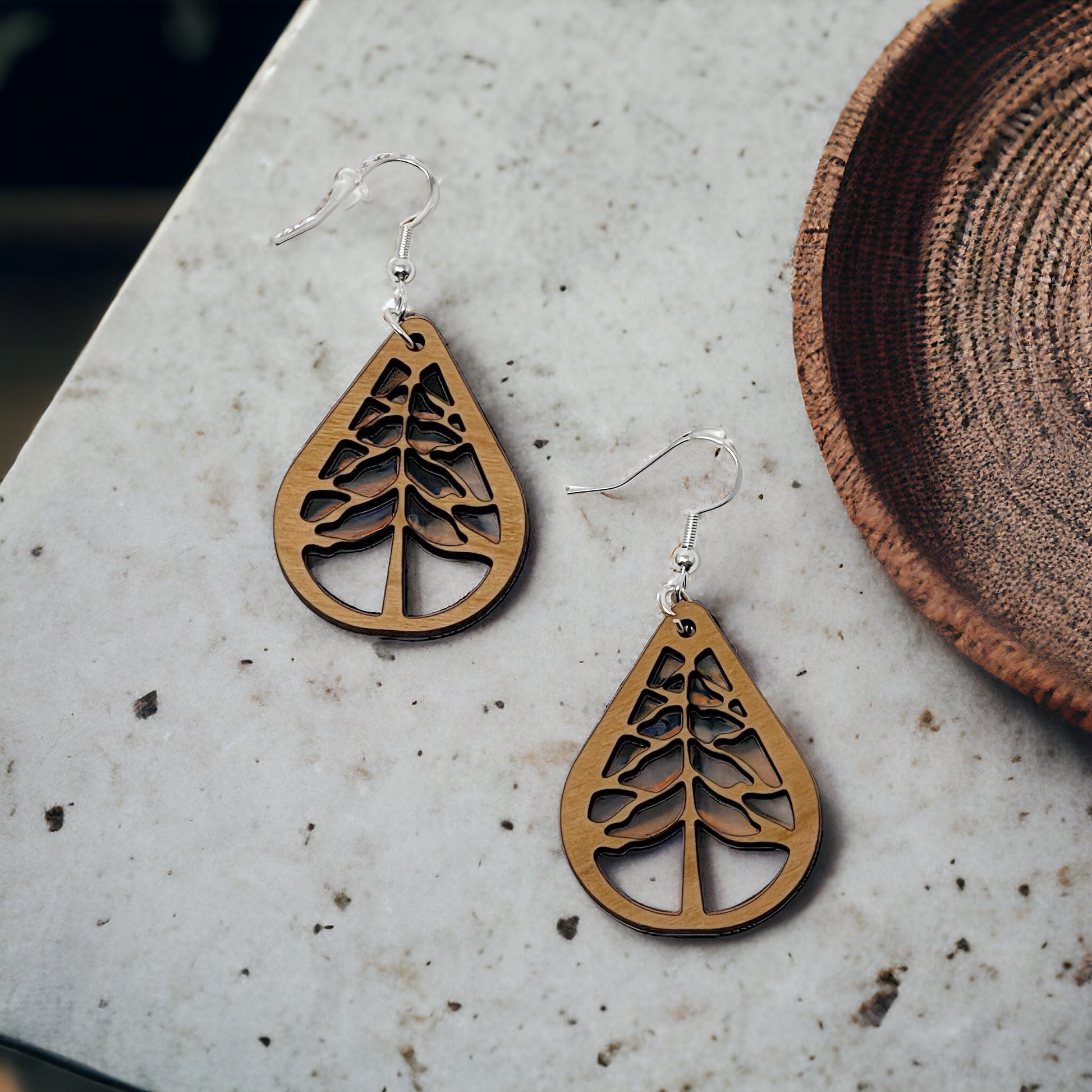 Woodland Tree Cutout Earrings – Teardrop Forest Nature Jewelry