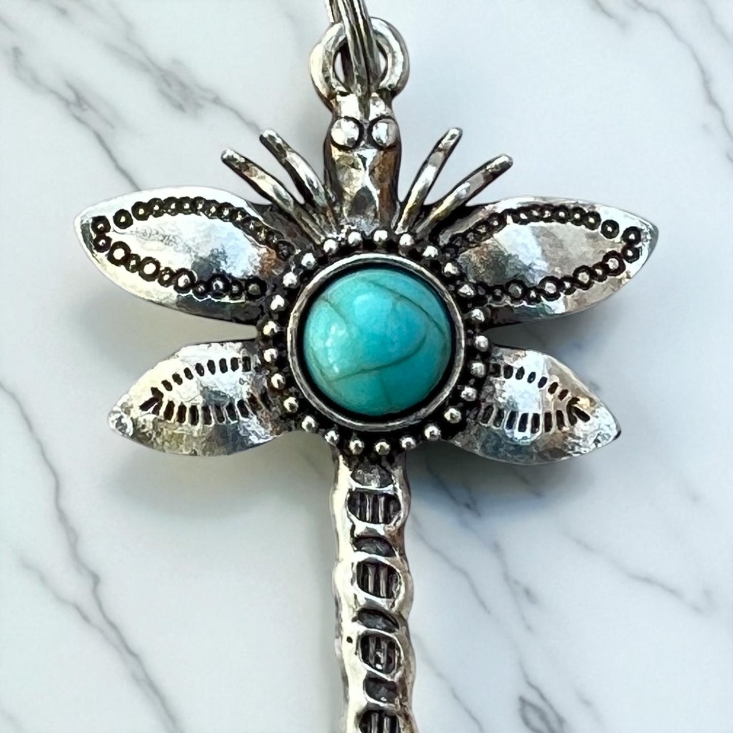 Turquoise Dragonfly Purse Charm – Boho Nature-Inspired Bag Accessory