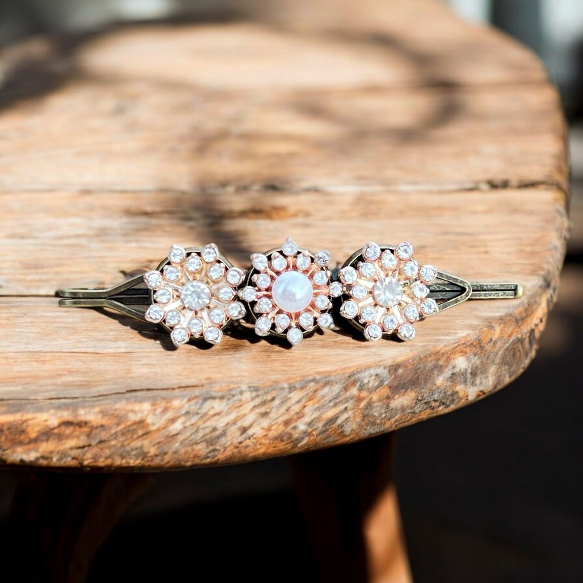 Vintage Pearl Hair Barrette – Handmade Rose Gold Bridal Clip
