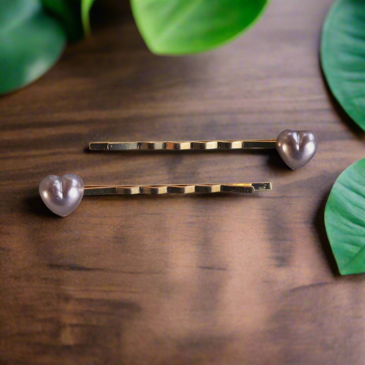 Alfileres de pelo de corazón púrpura, alfiler de pelo del día de San Valentín, alfiler de pelo de mujer, alfiler de pelo lindo, alfiler de pelo decorativo, alfileres de pelo de corazón de perla, alfileres de pelo de niñas