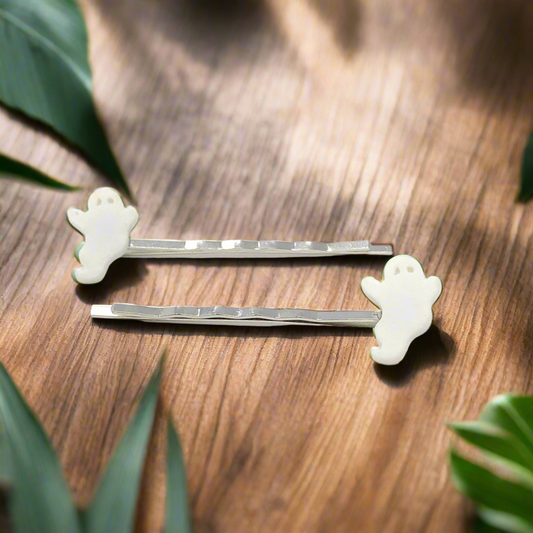 Halloween White Ghost Hair Pins - Spooky Bobby Pin Set of 2