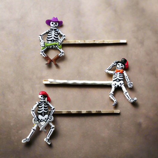 Halloween Dancing Skeletons Hair Pin Set of 3