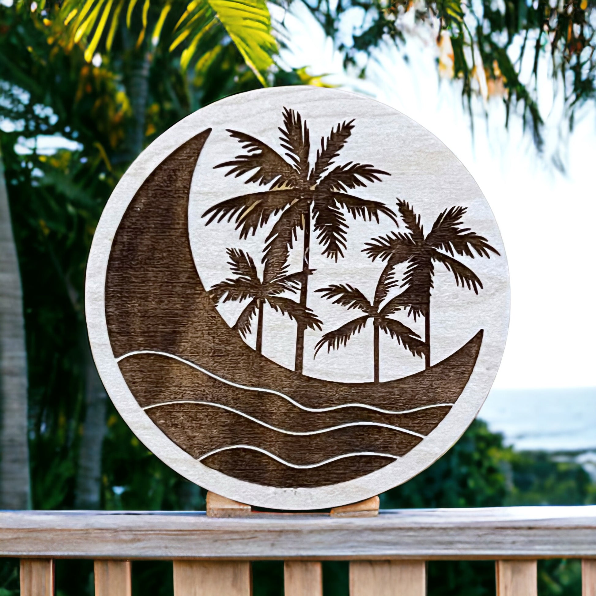 Tropical Moon Magnet – Coastal Beach Vibes Wood Decor