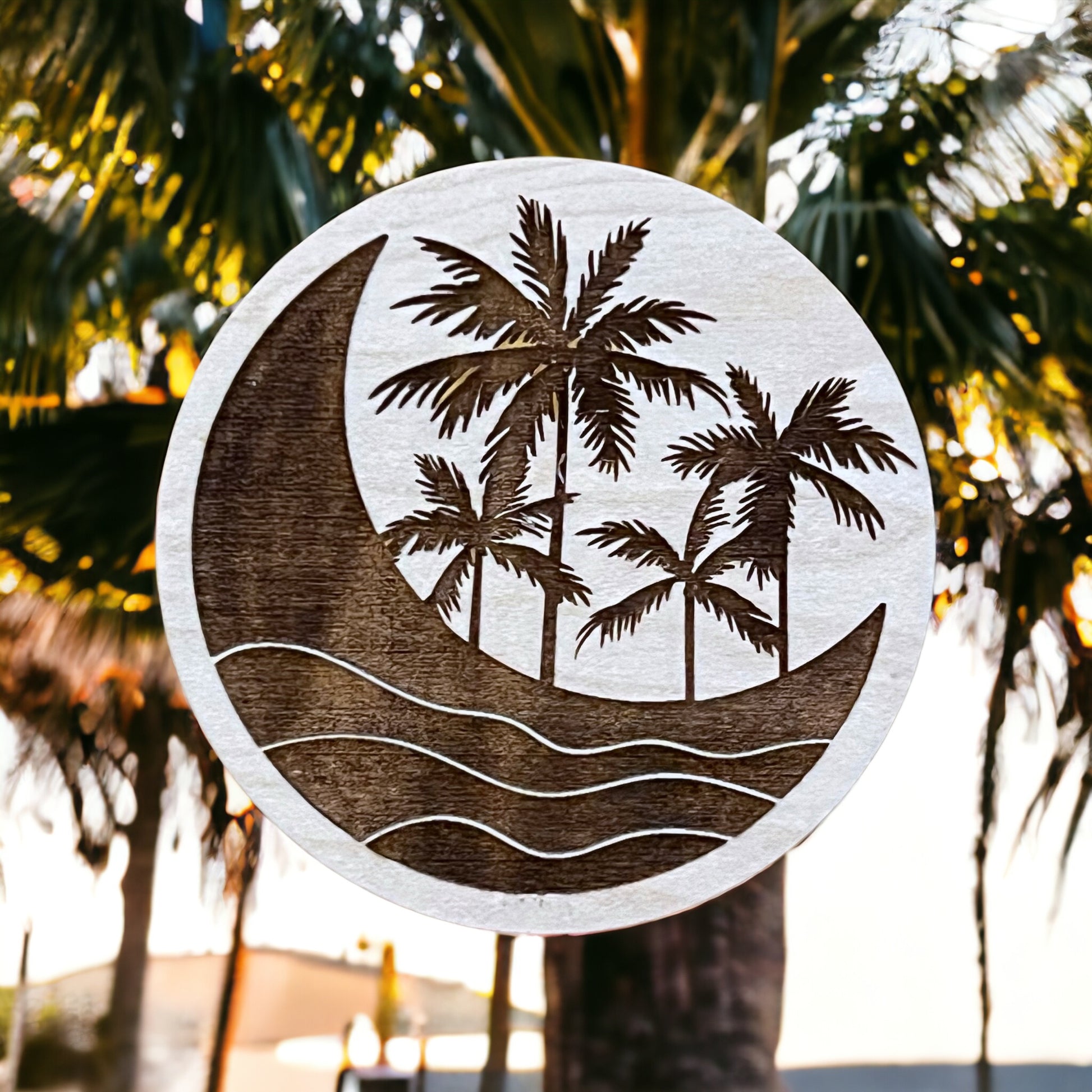 Tropical Moon Magnet – Coastal Beach Vibes Wood Decor