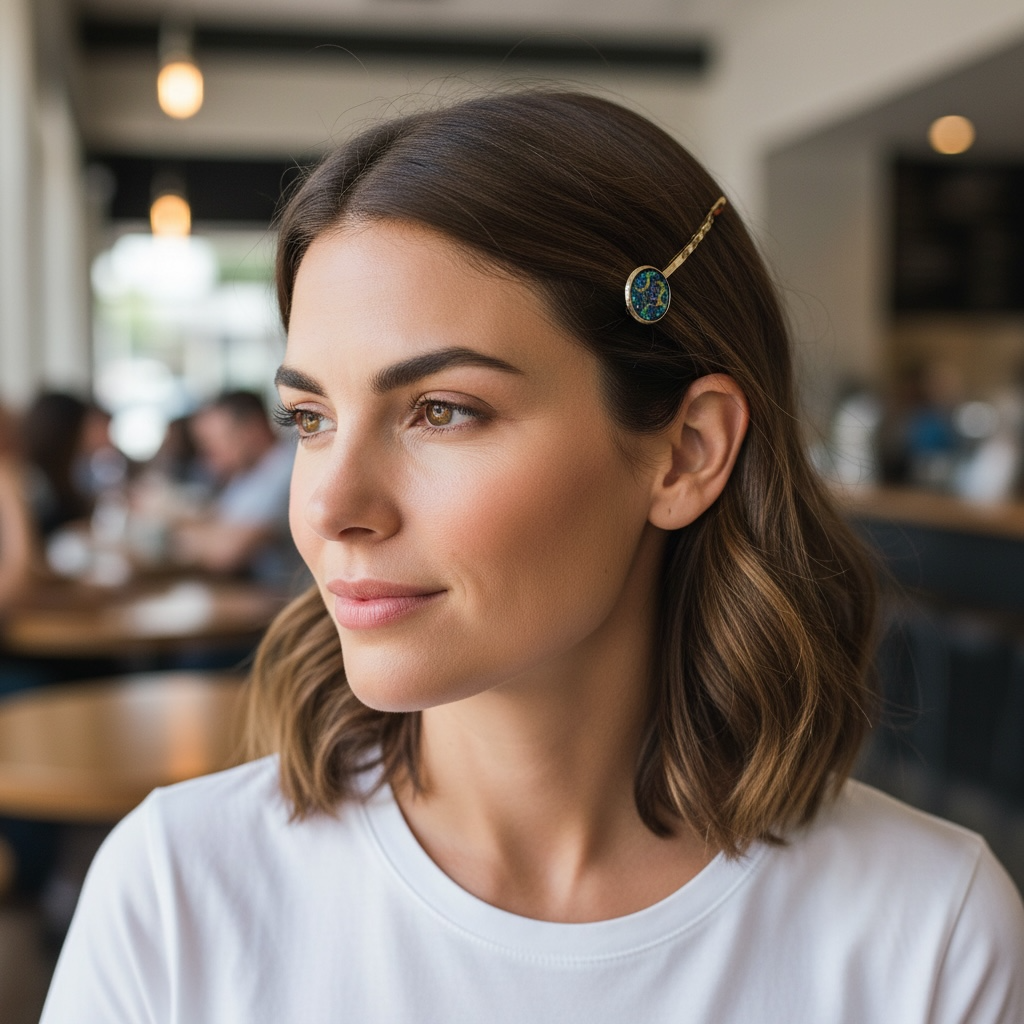 Iridescent Blue Galaxy Hair Pins – Silver Bobby Pins Set for Women