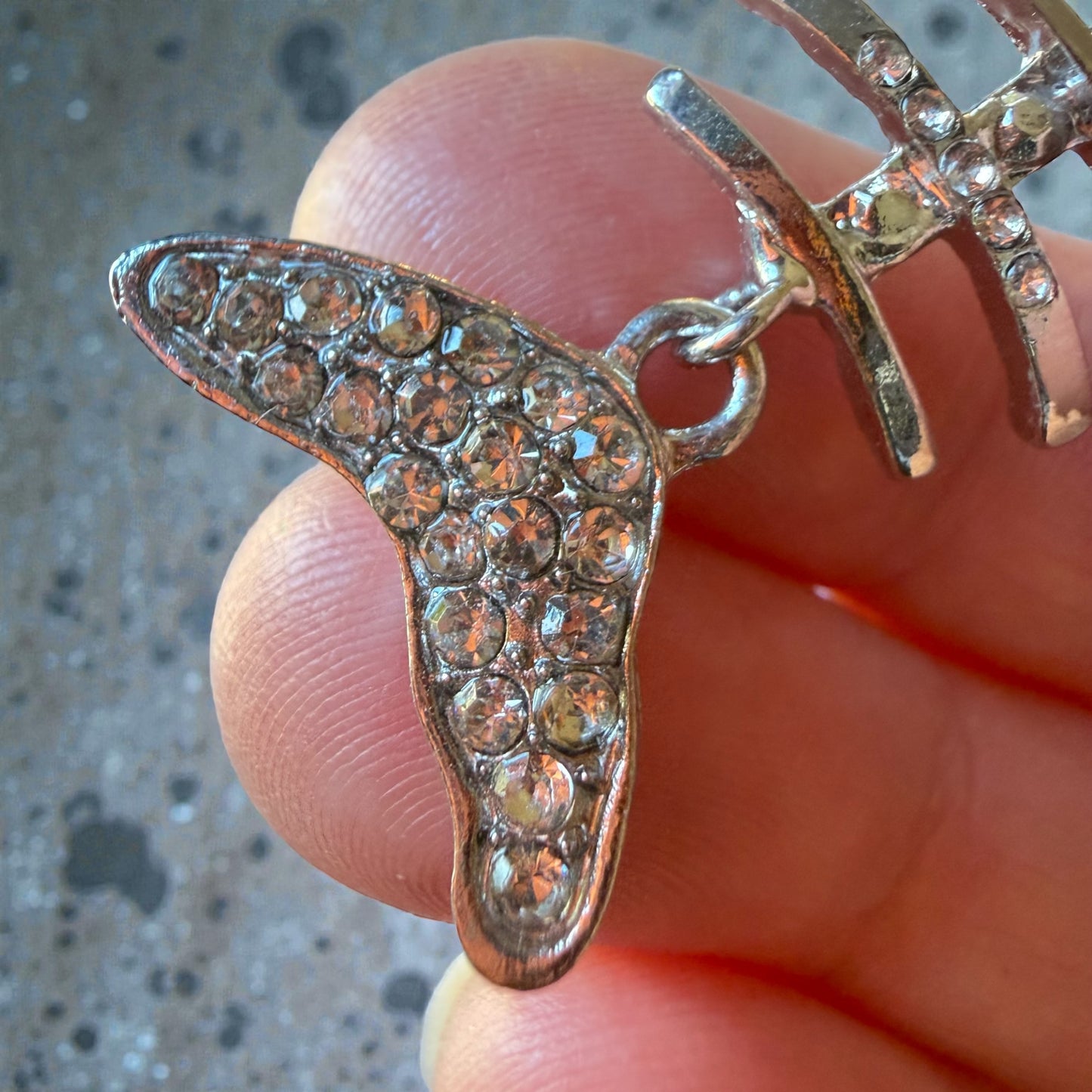 Rhinestone Fishbone Purse Charm – Sparkly Silver Bag Accessory