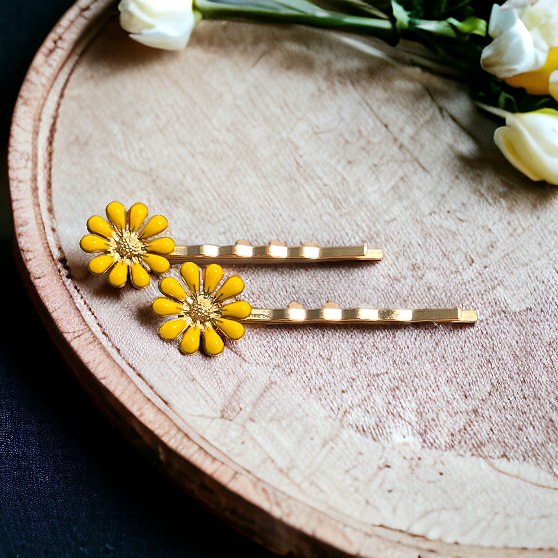 Yellow Wildflower Hair Pins – Set of 2 Cottagecore Accessories