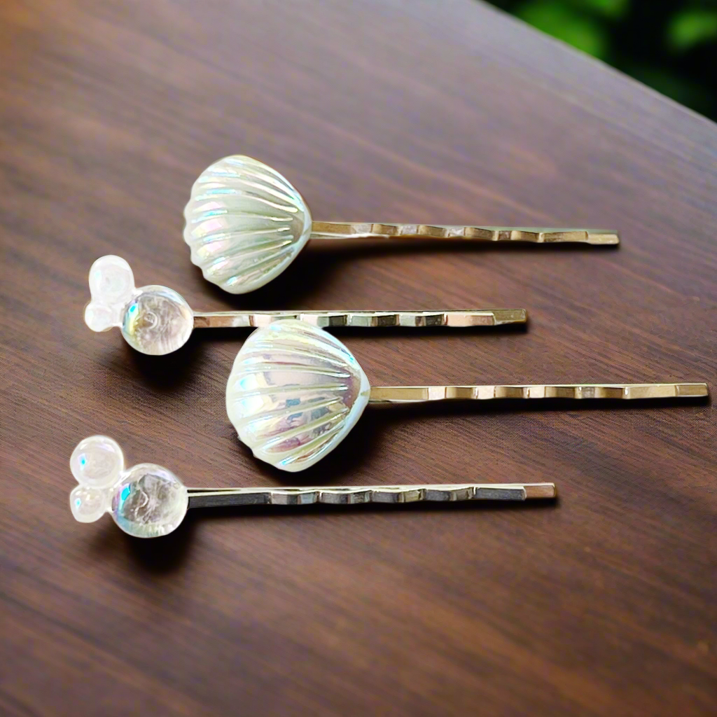 Iridescent Seashell & Bubble Hair Pins – Ocean-Inspired Hair Clips