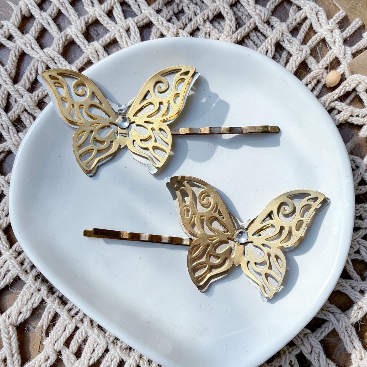 Filigree Butterfly Hair Pin Set – Gold & Silver Bobby Pins for Women Be Grace Be Love Boutique