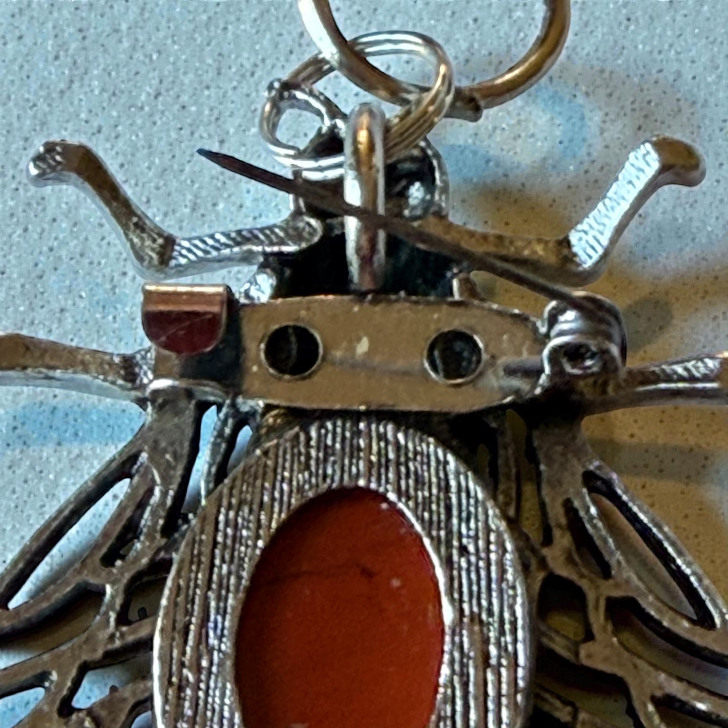Red Jasper Bee Purse Charm – Silver Boho Bag Keychain Accessory