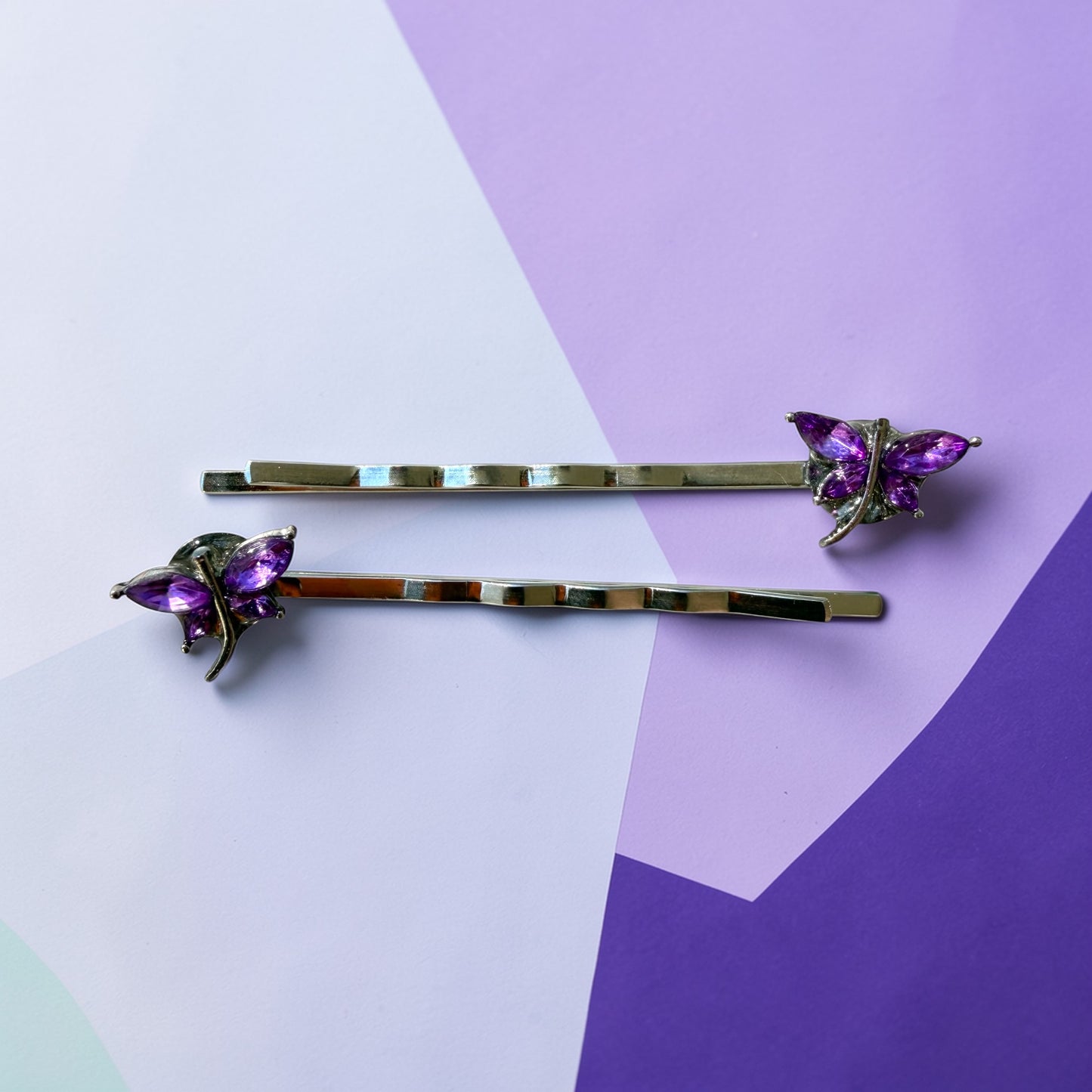 Purple Dragonfly Hair Pins – Rhinestone Bobby Pins Be Grace Be Love