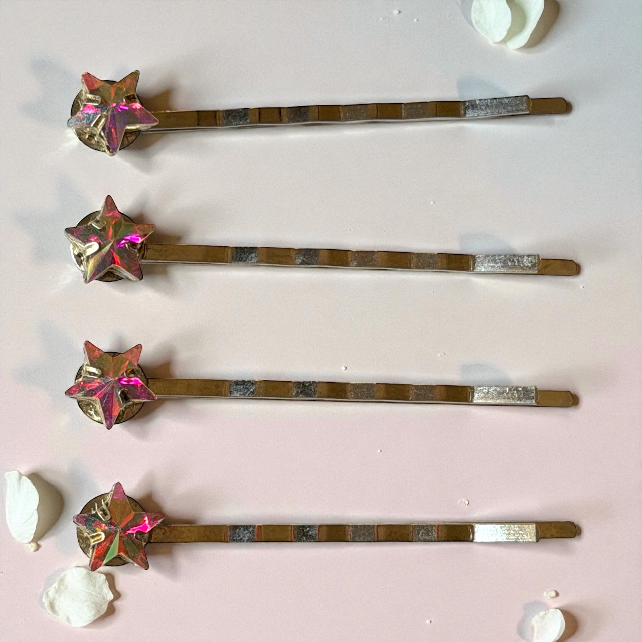 Iridescent Star Hair Pins for Women – Silver Celestial Bobby Pins