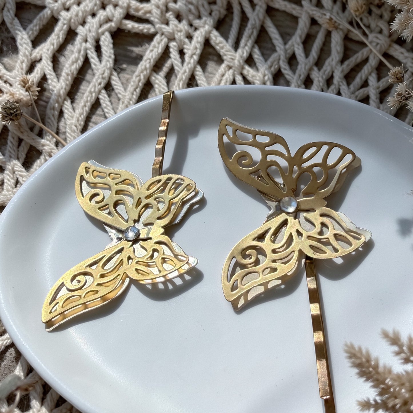 Filigree Butterfly Hair Pin Set – Gold & Silver Bobby Pins for Women Be Grace Be Love Boutique