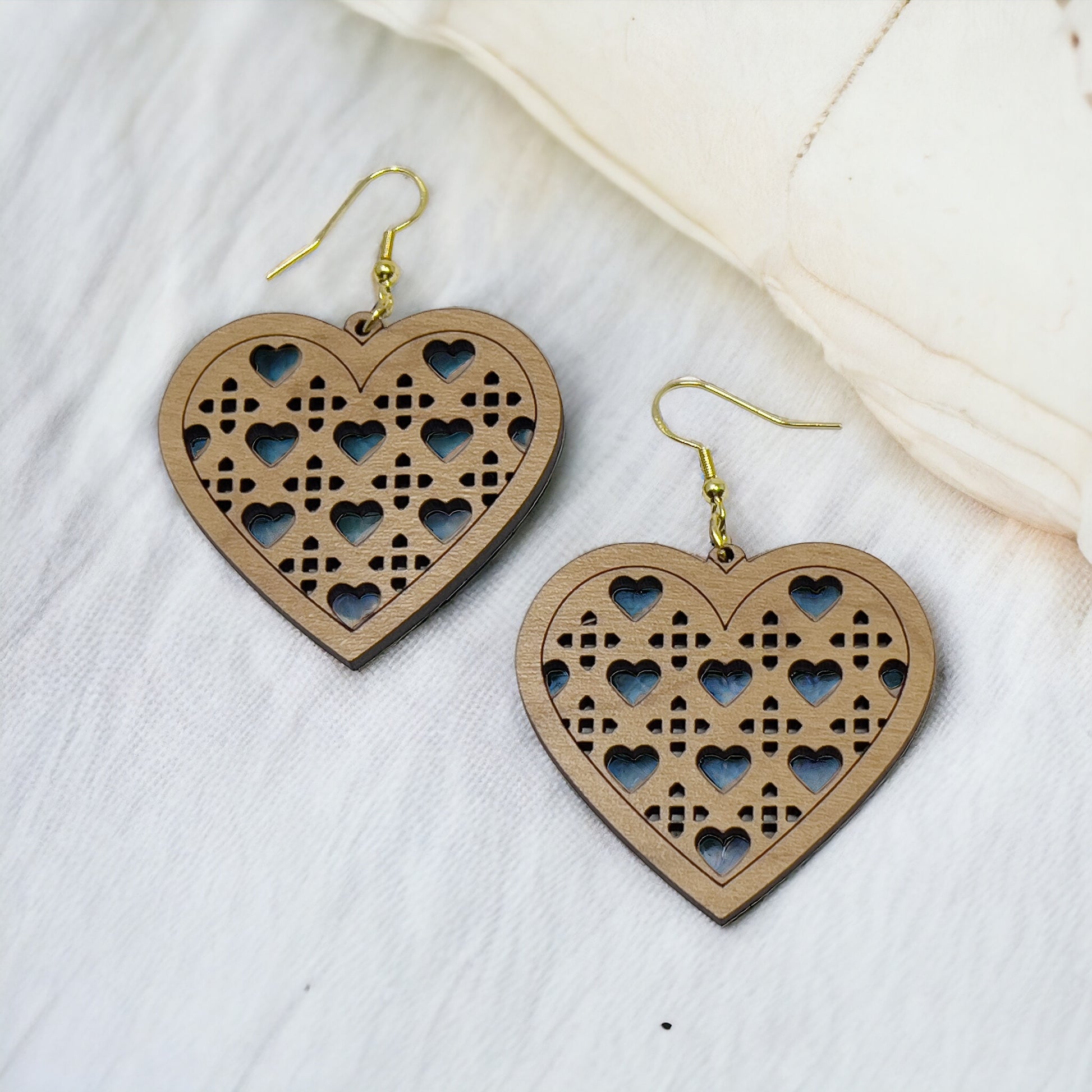 Geometric Heart Cutout Earrings – Bold Modern Wooden Love Jewelry
