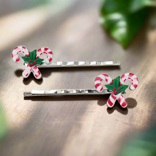 Candy Cane Bobby Pins - Festive Accessories for Holiday Hairstyles