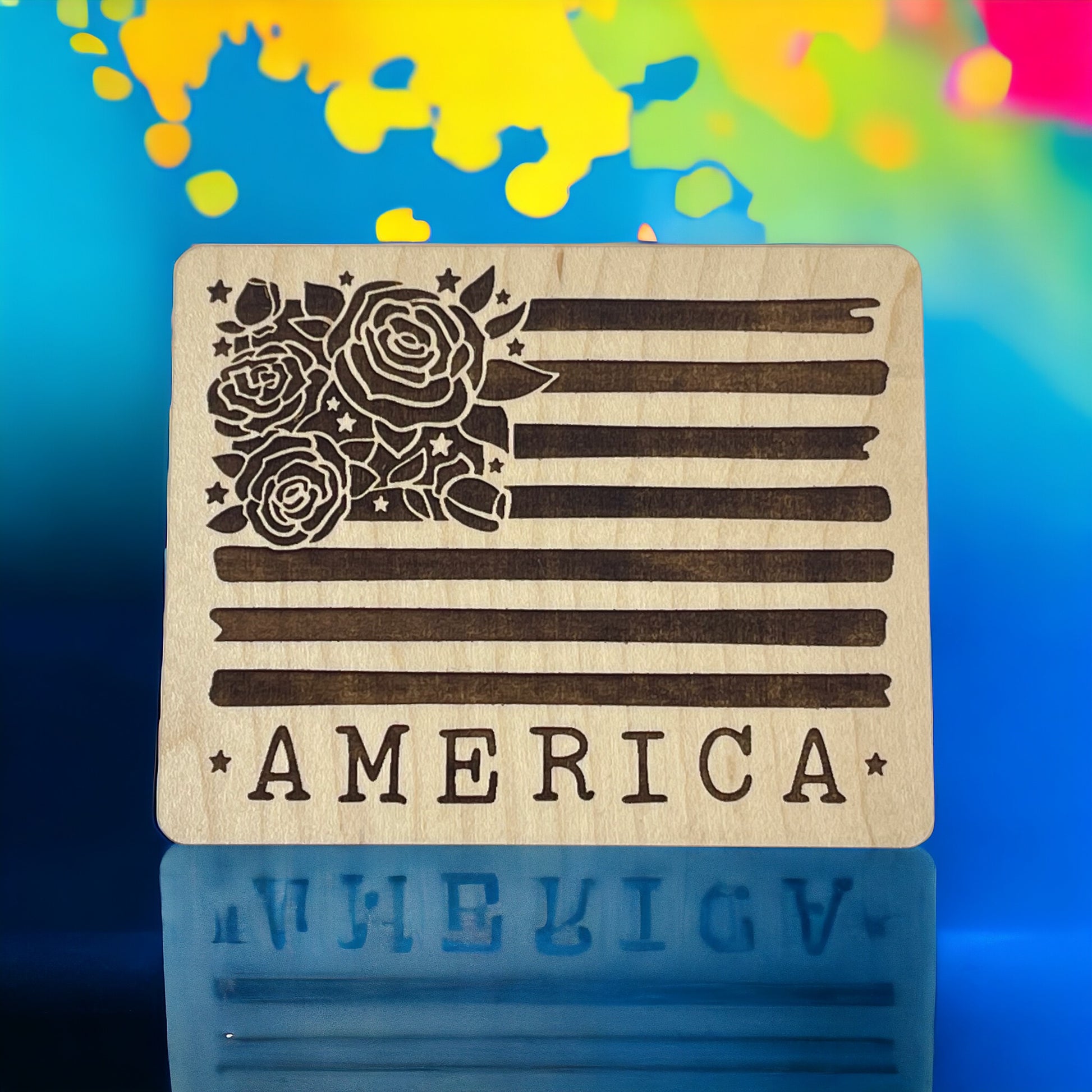 Floral American Flag Magnet – Rustic Patriotic Home Accent